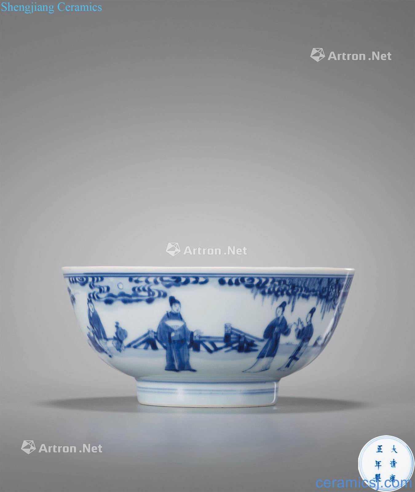 Qing yongzheng stories of blue and white bowl