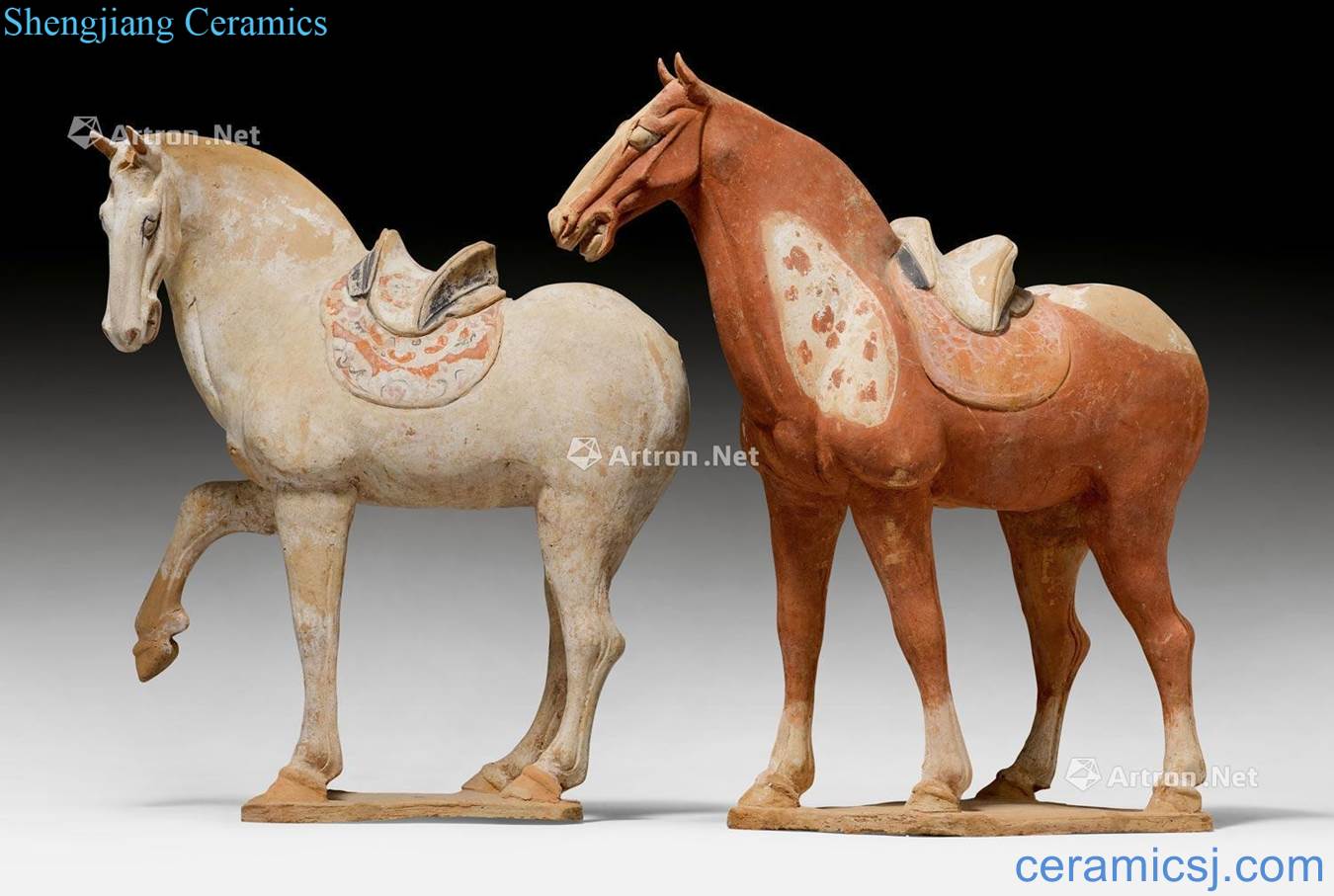 Painted pottery in the tang dynasty horse figurines of two