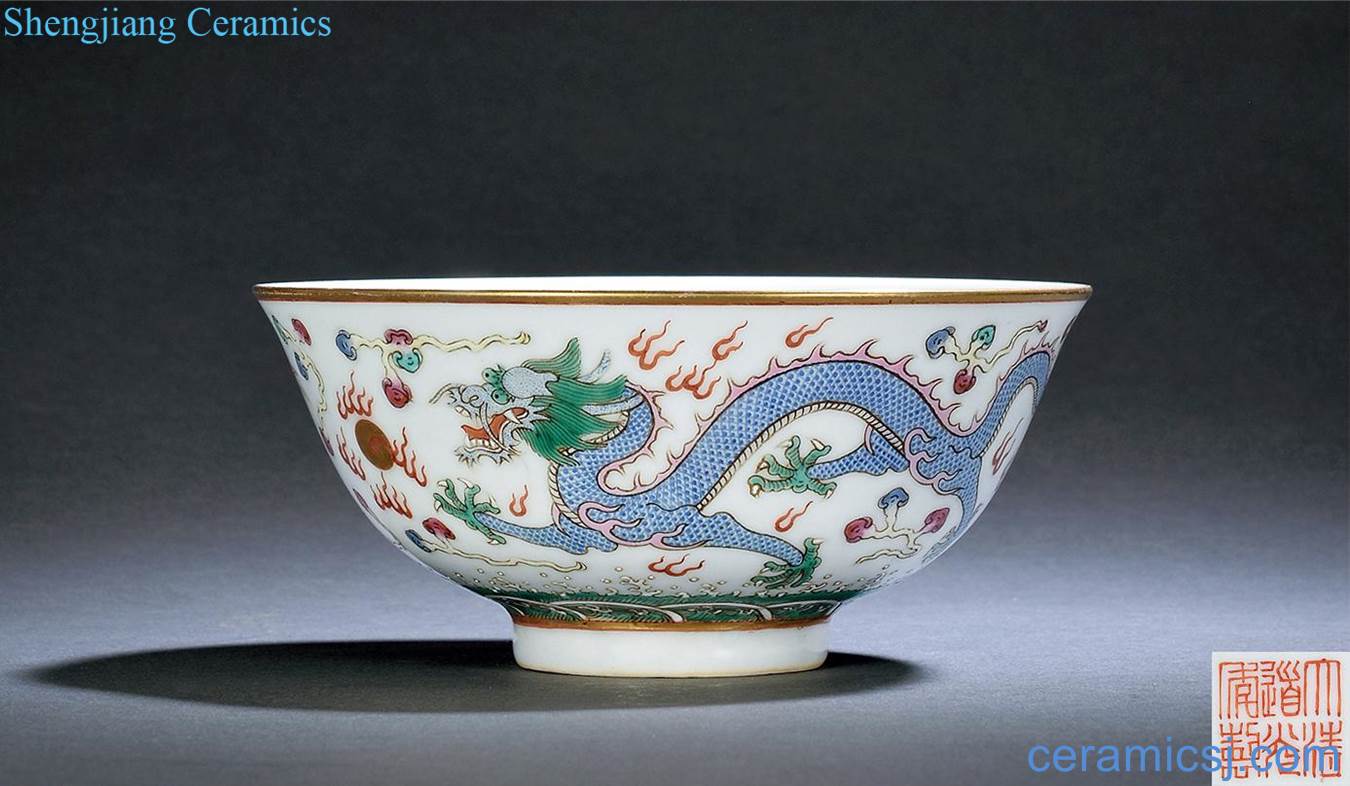 In late qing dragon playing beads green-splashed bowls
