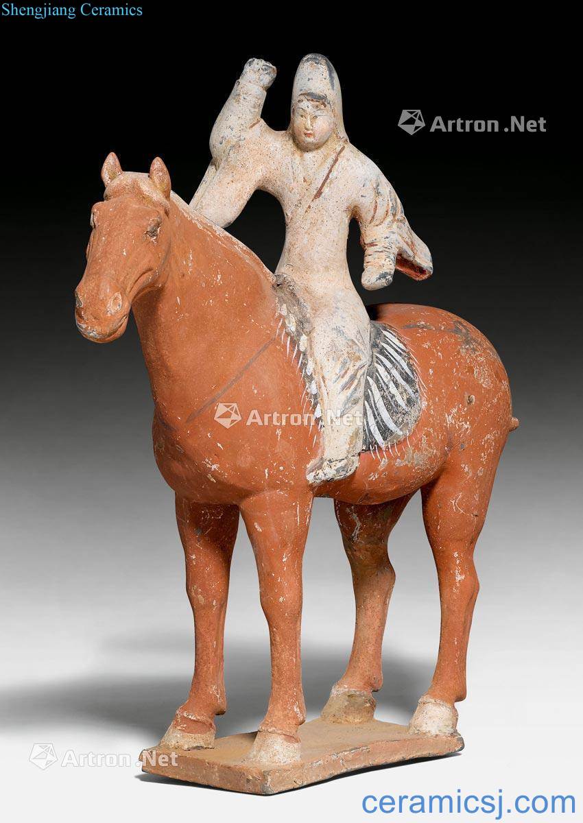 The tang dynasty Ceramic painting commission on horseback