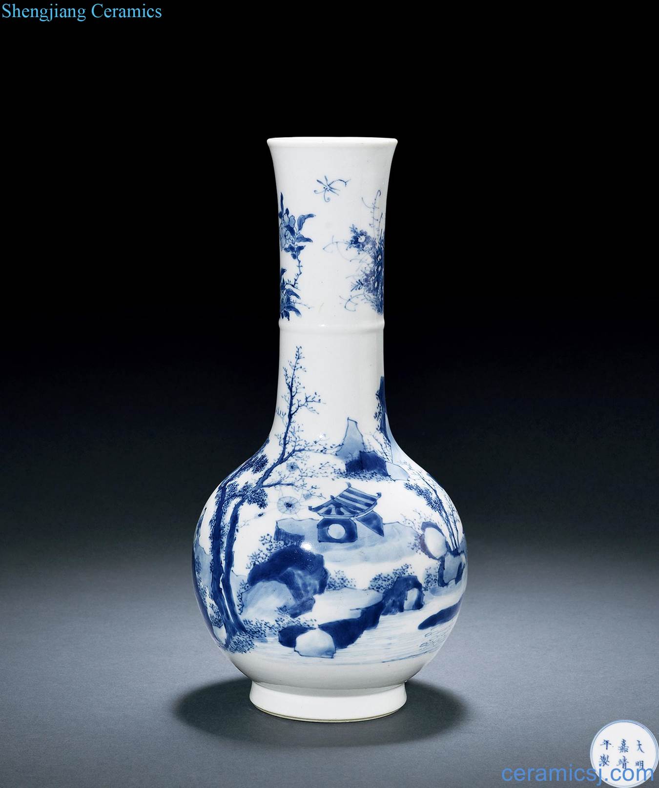 The qing emperor kangxi Blue and white landscape character