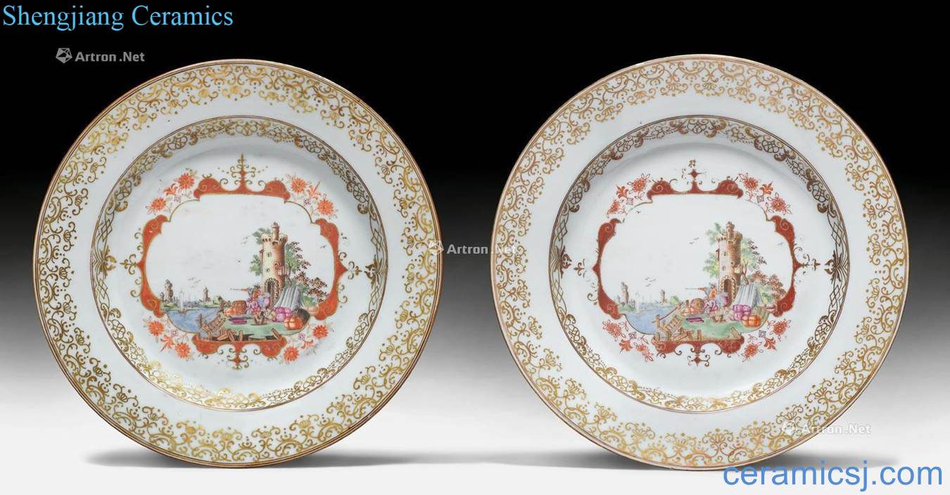 In the early qianlong The pastel painting Jin Maisen style port plate