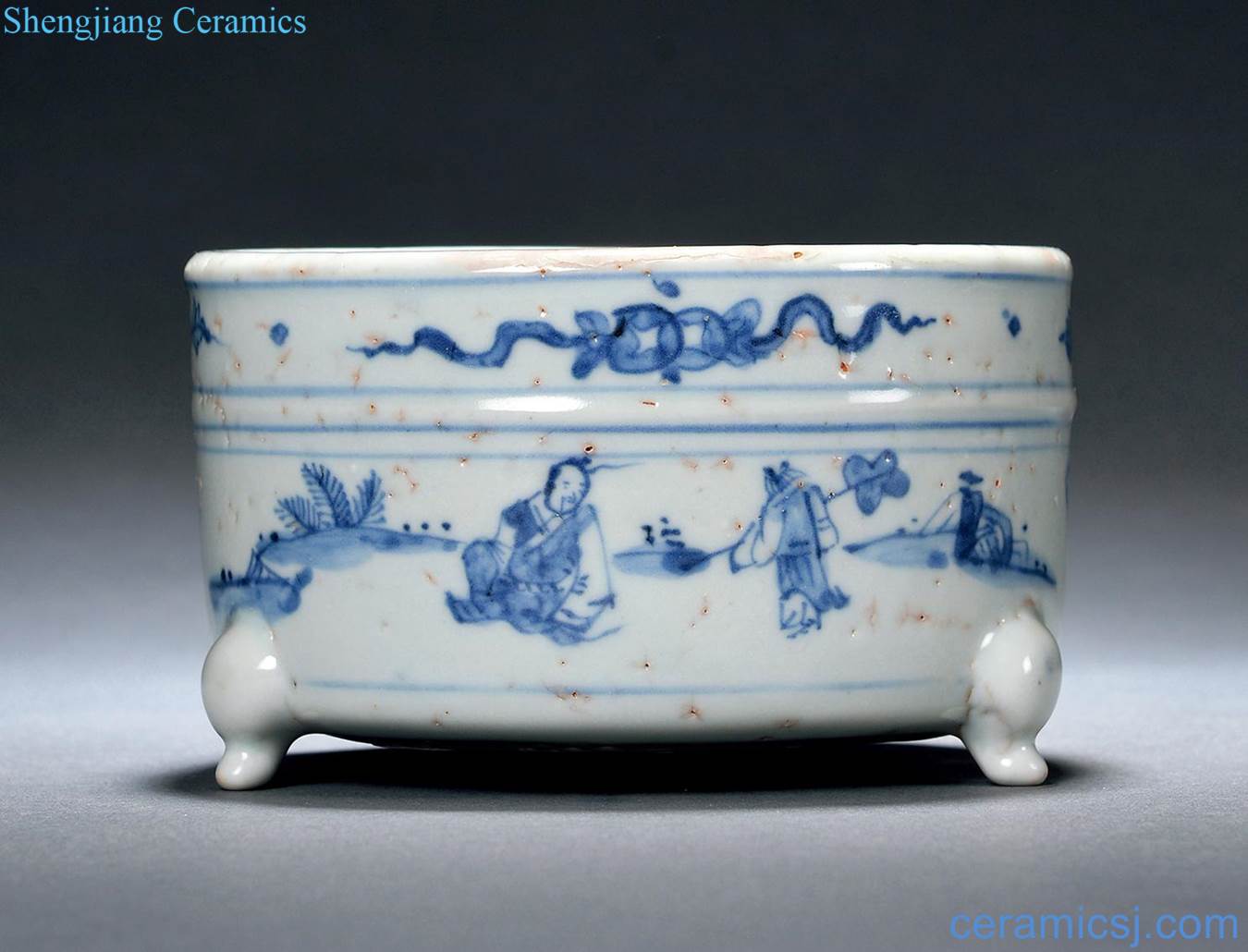 Ming dynasty Blue and white together with friends and relatives furnace with three legs