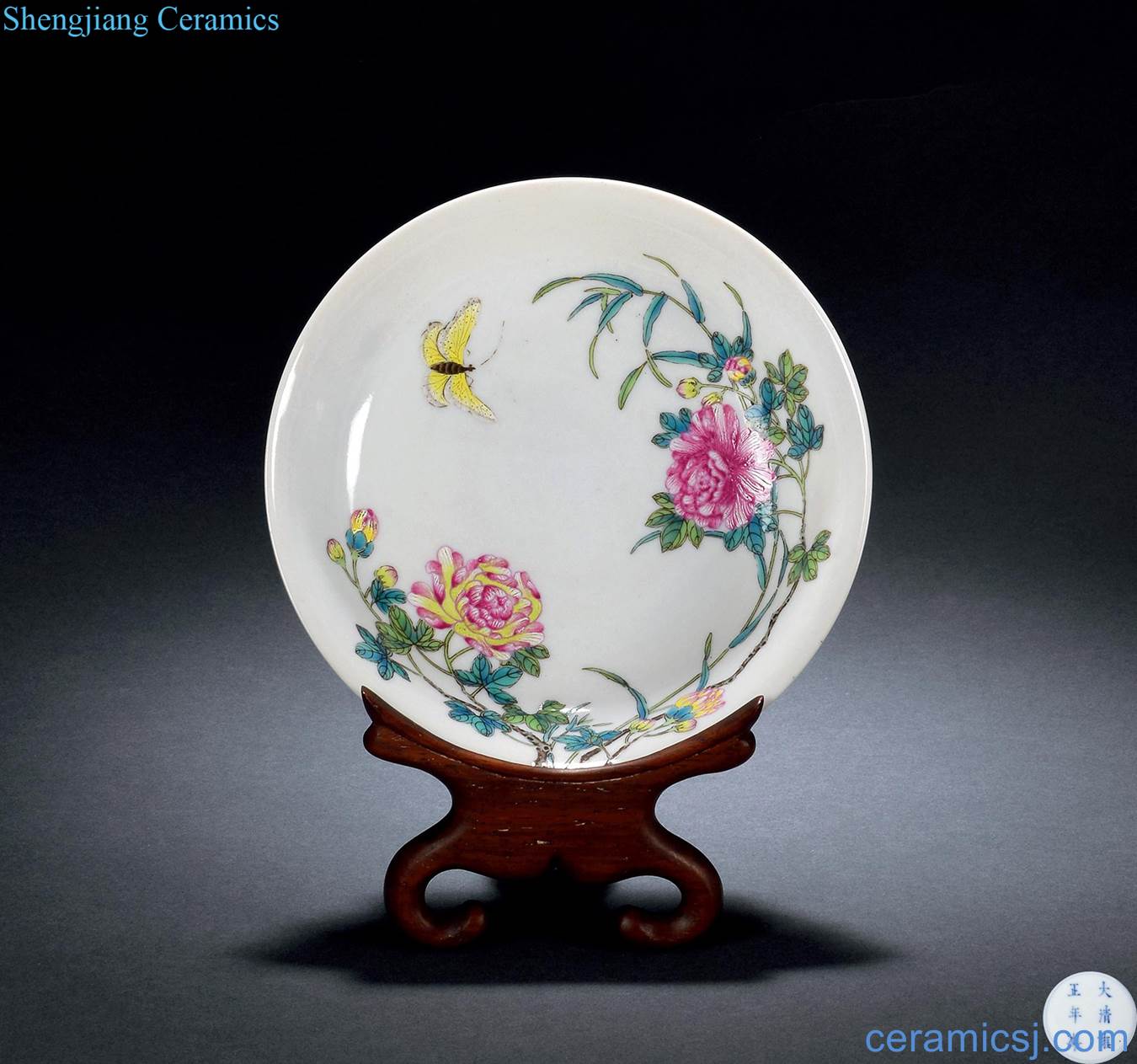 After the qing yongzheng white glaze with pastel branch flower disc