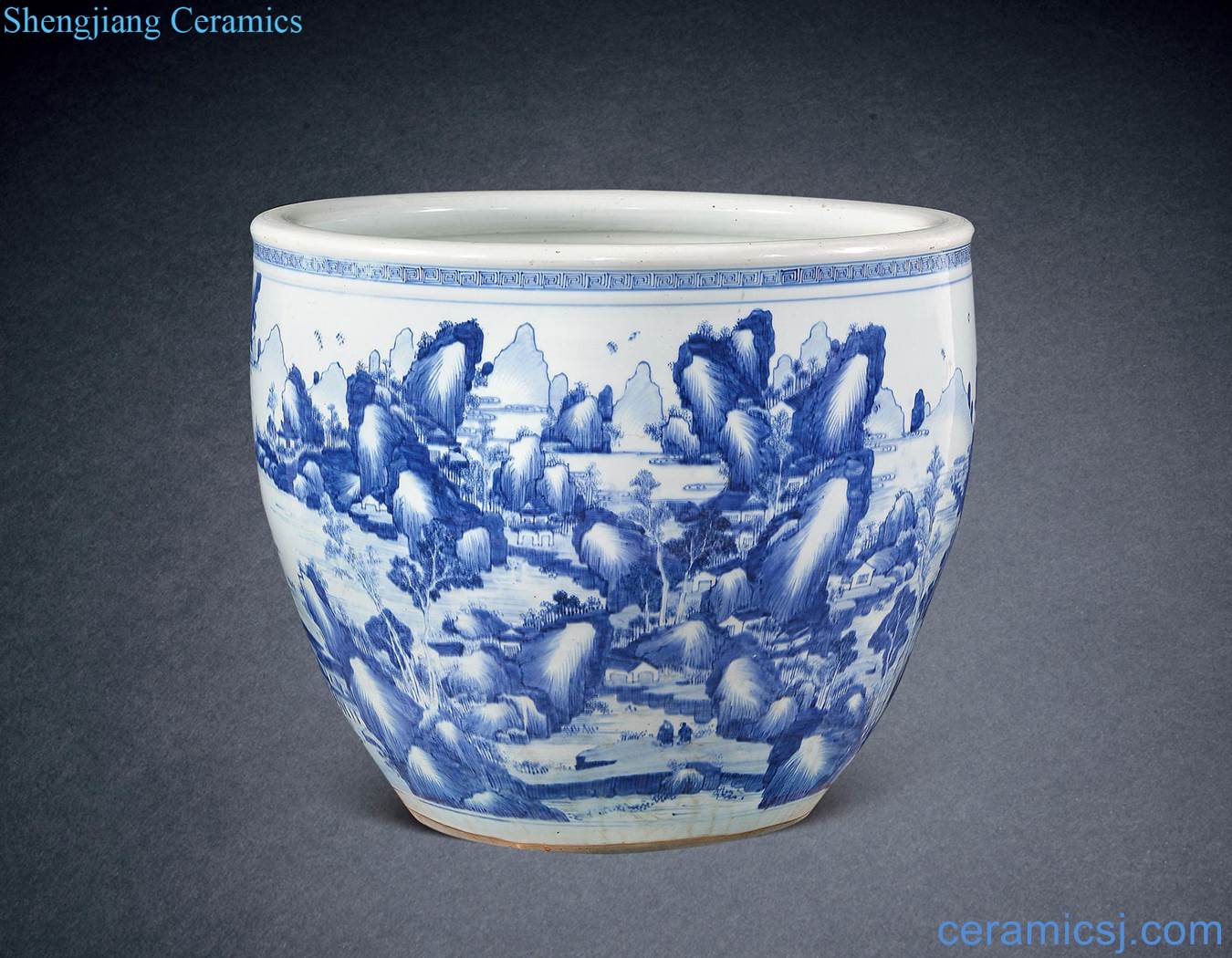 The qing emperor kangxi VAT blue links, jingshan water characters