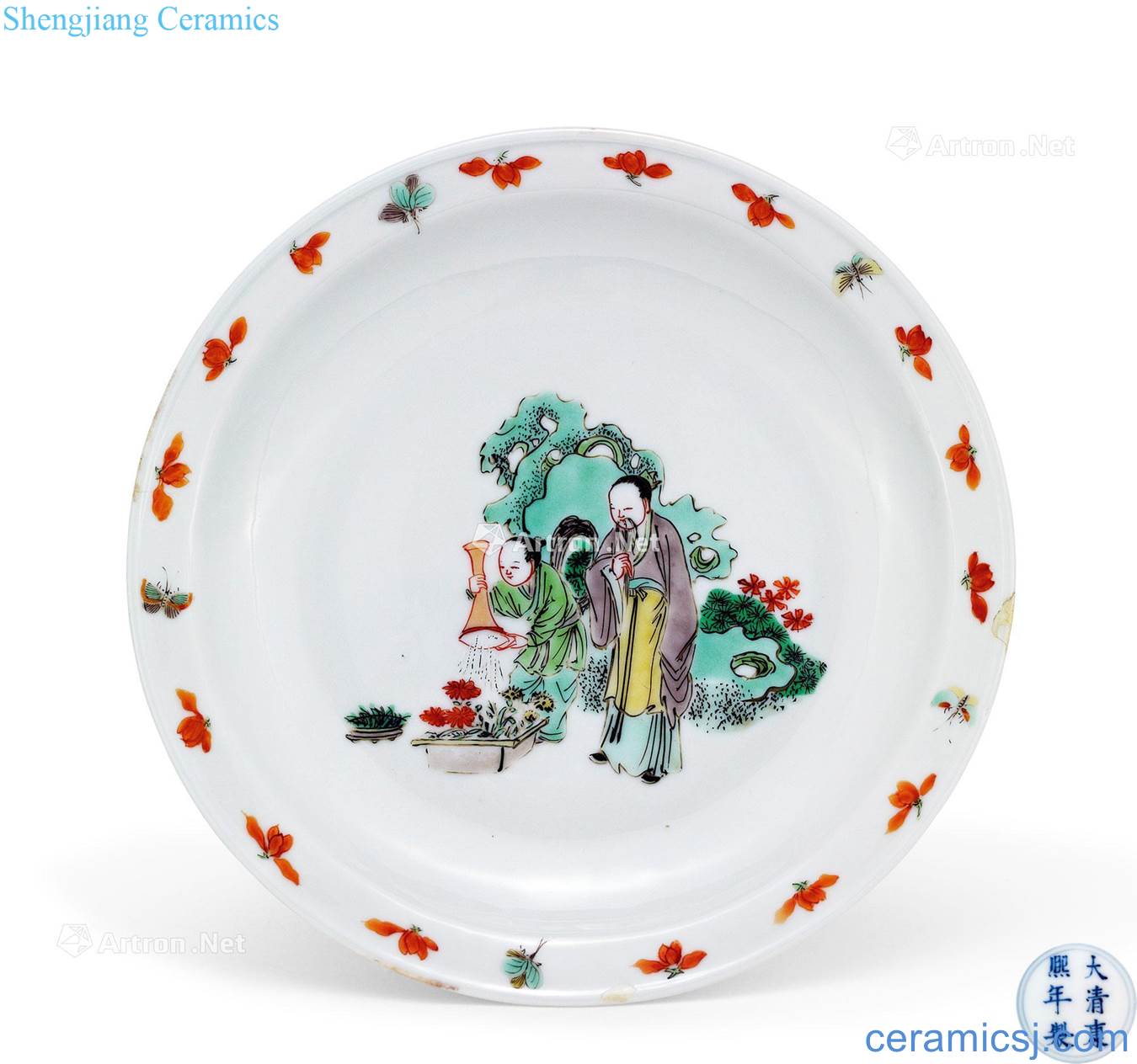 The qing emperor kangxi Colorful cross flowers figure fold along the plate