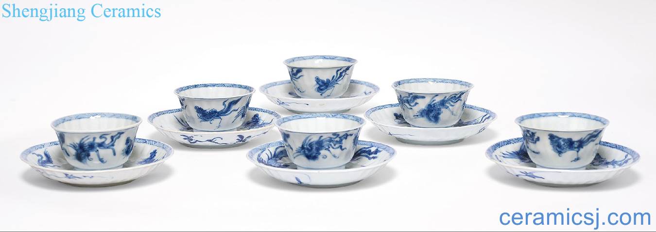 The qing emperor kangxi Blue and white phoenix bird figure plates (6)