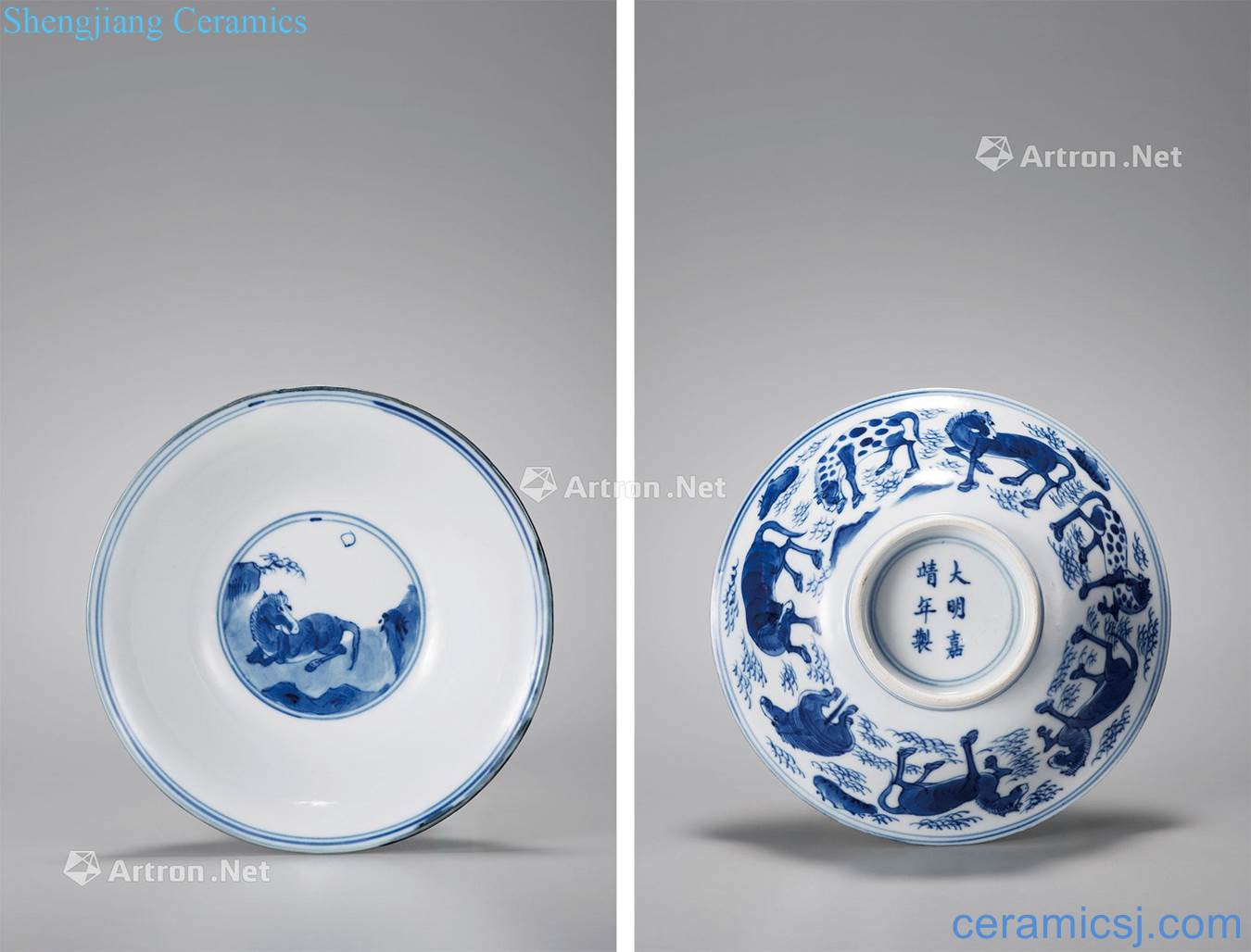 The qing emperor kangxi Eight jun figure hat to bowl of blue and white