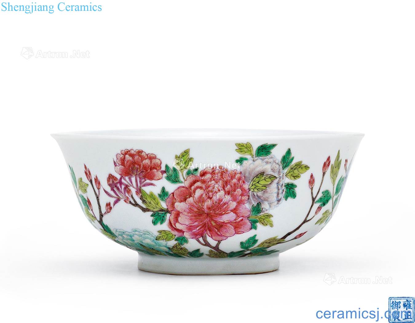 Qing yongzheng "yongzheng drive makes" the color flower green-splashed bowls