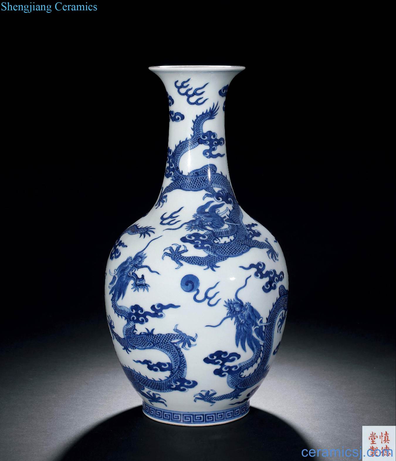 Qing daoguang Blue and white YunLongWen bottle