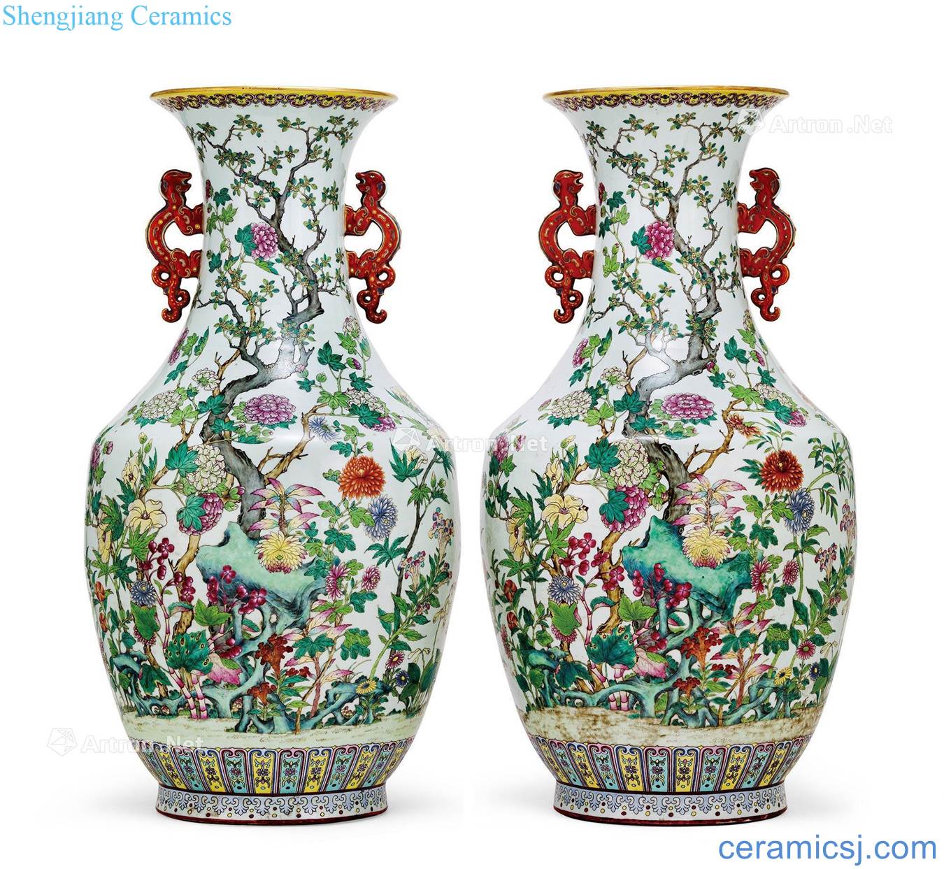 Qing jiaqing pastel 9 autumn vase with a double longnu (a)