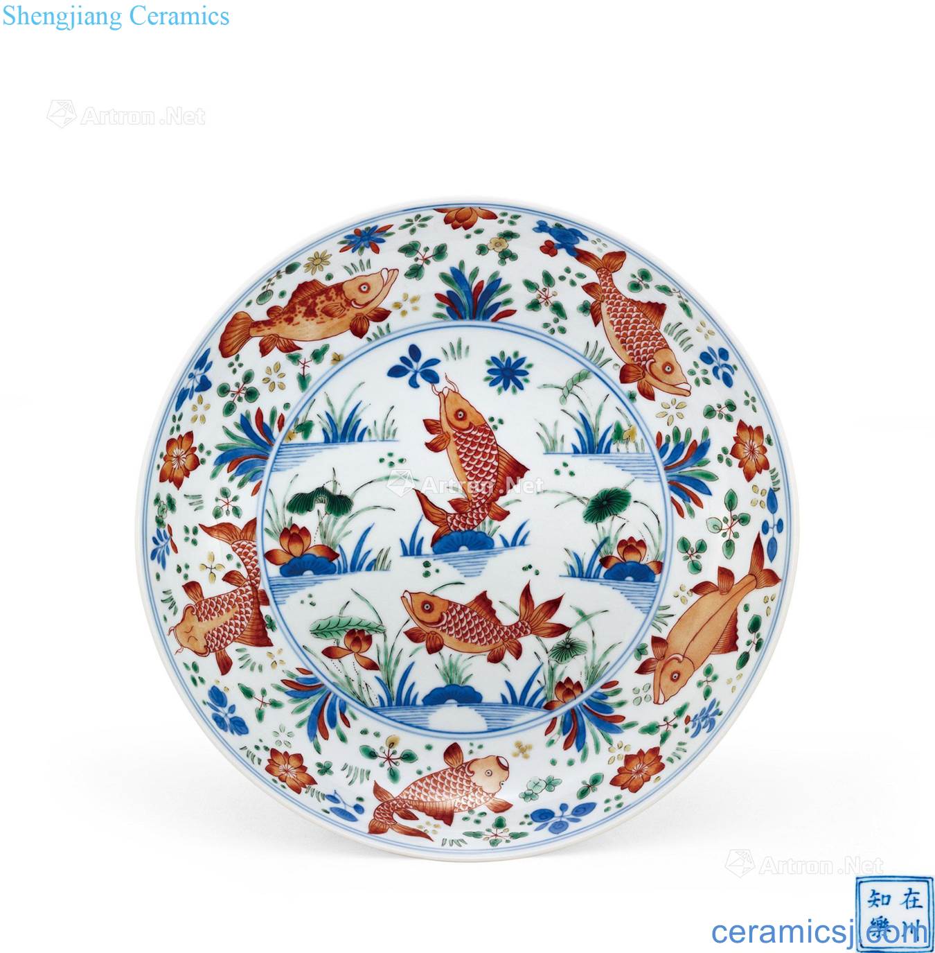 The qing emperor kangxi Colorful fish tray