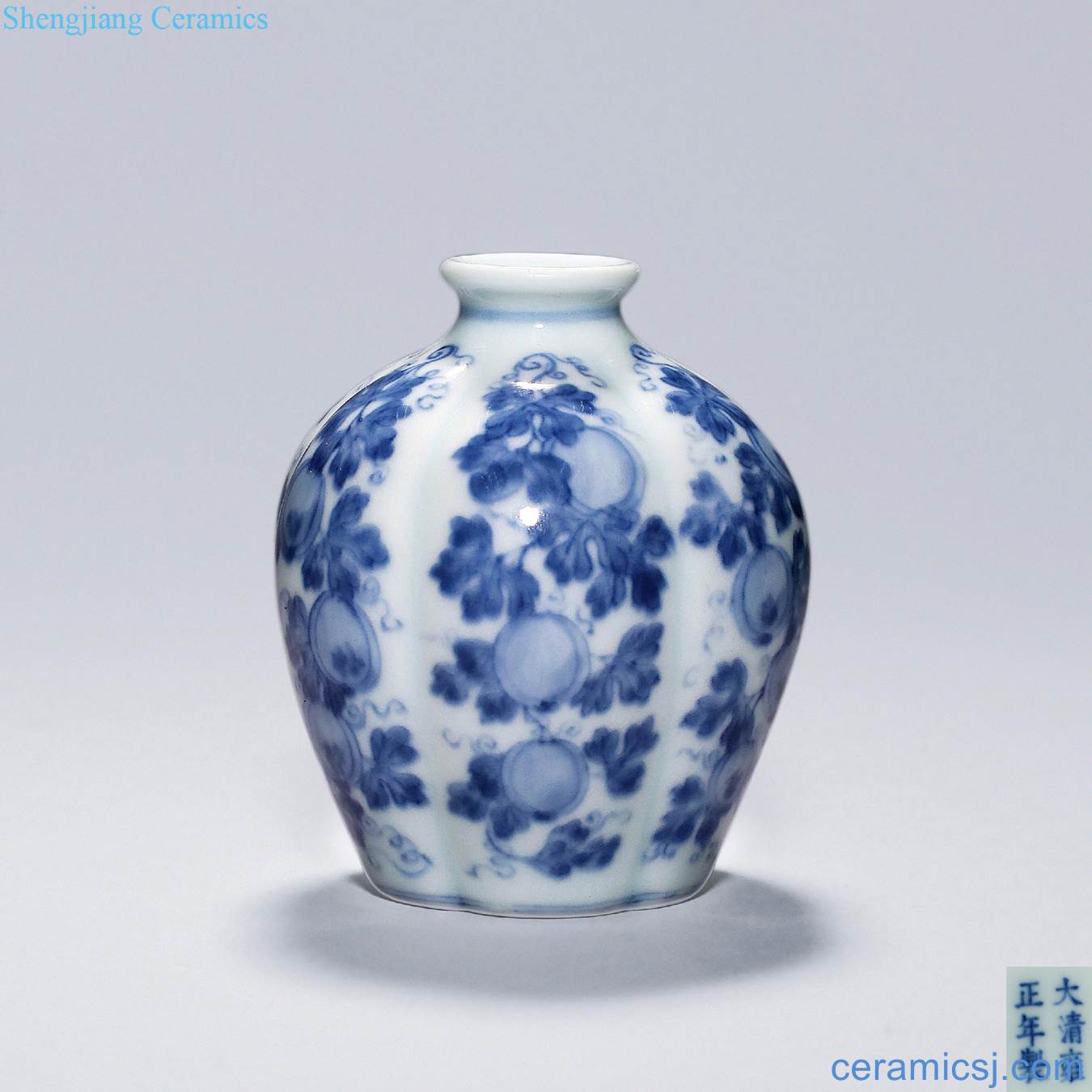 Qing yongzheng blue and white is the flourishing of descendants of the canister