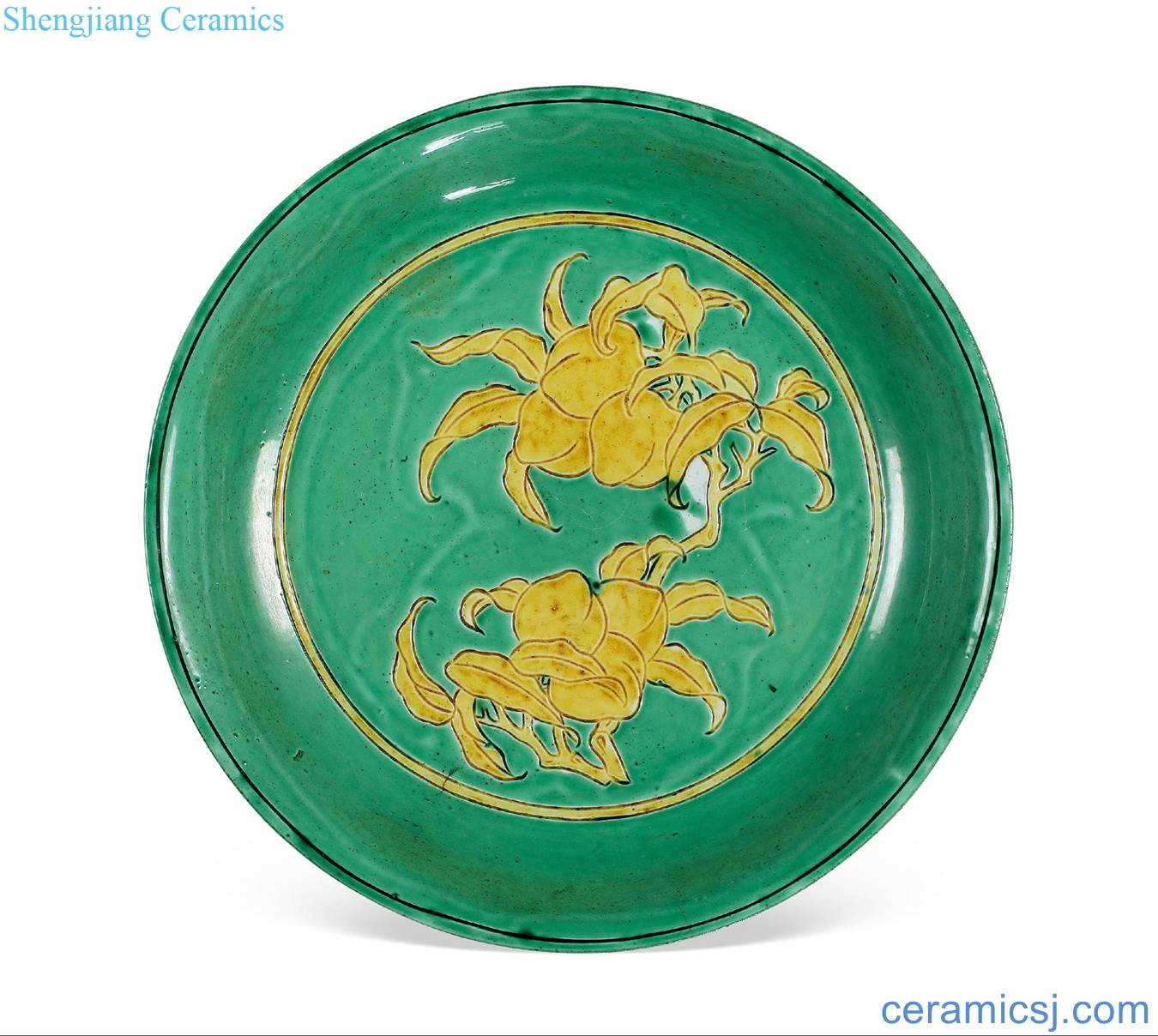 Ming dynasty Yellow peach tray self-identify colour
