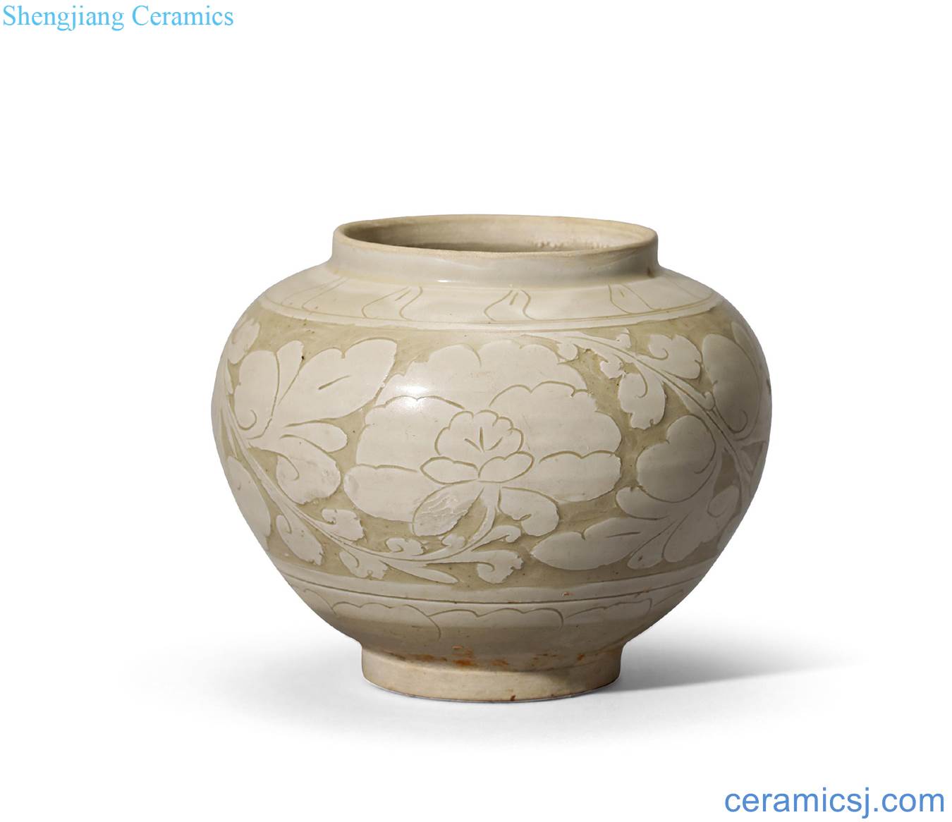 yuan Cizhou kiln is carved carved flower pot