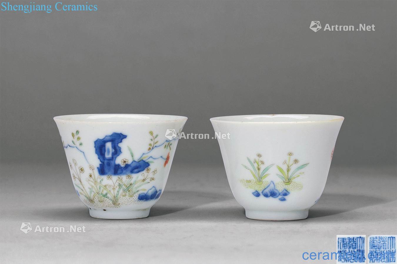 Qing daoguang bucket color orchids cup (a)