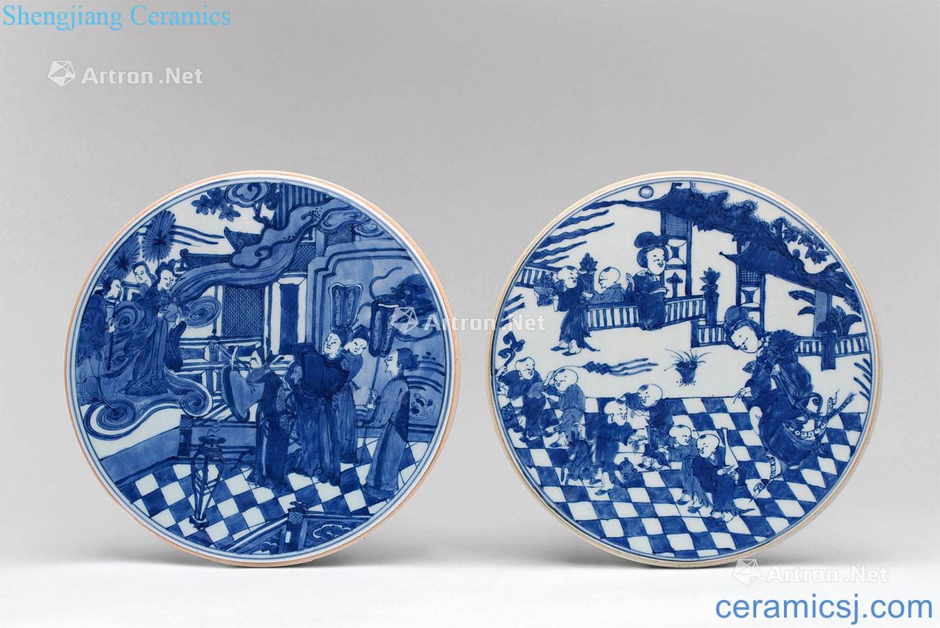 The qing emperor kangxi stories of blue and white porcelain plate (a)
