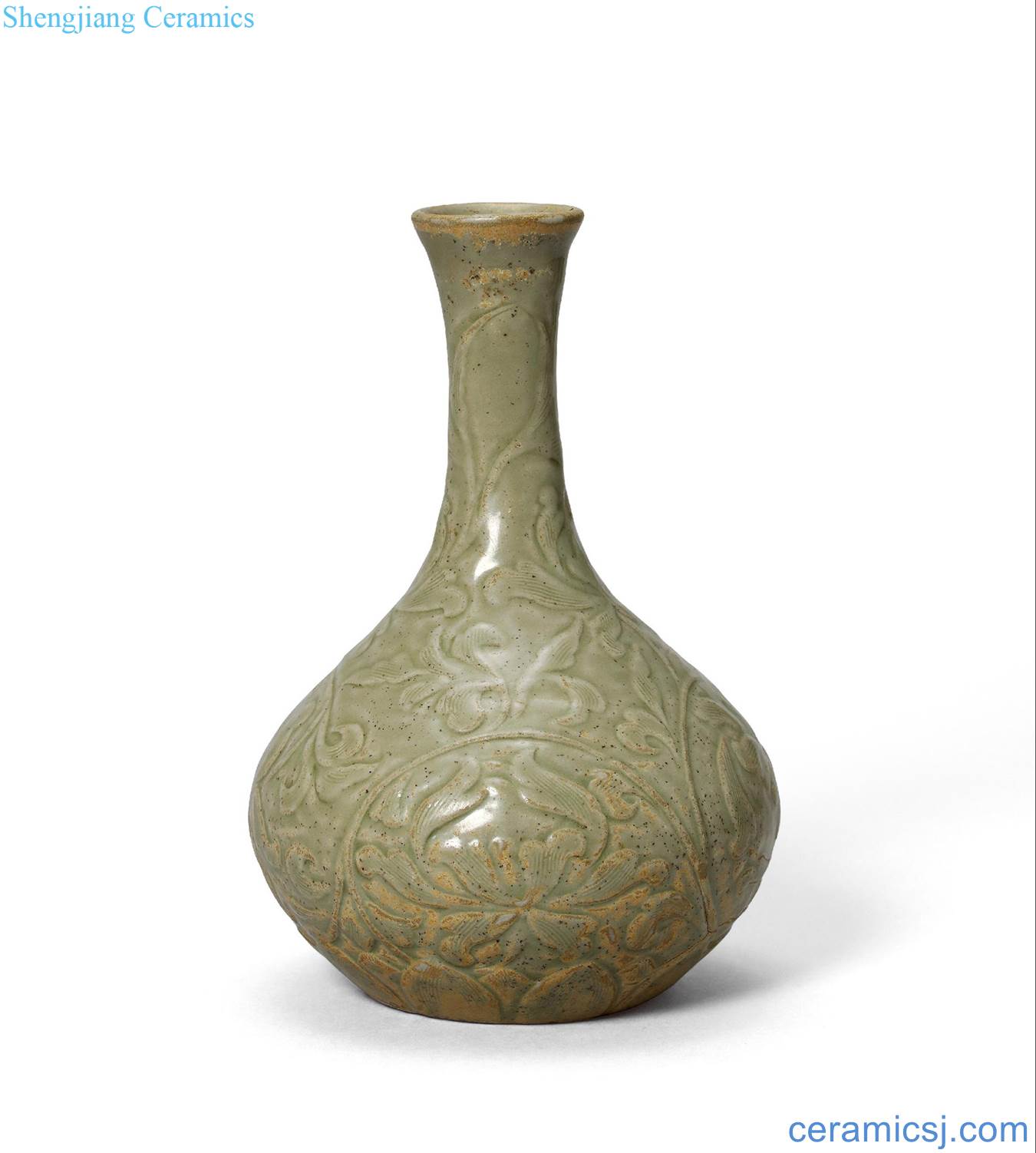 yuan Peony grains bottle green glaze