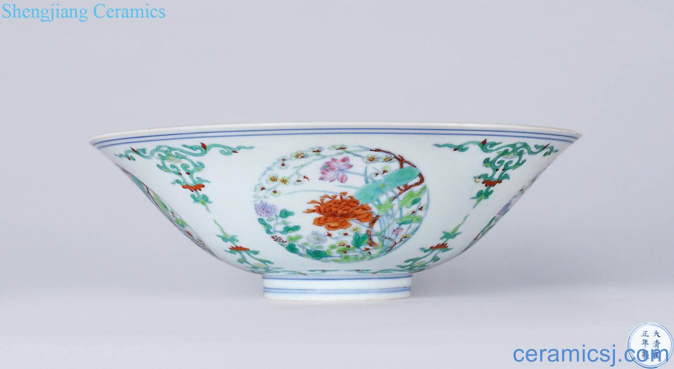 Qing yongzheng bucket color the four seasons spends hat to bowl