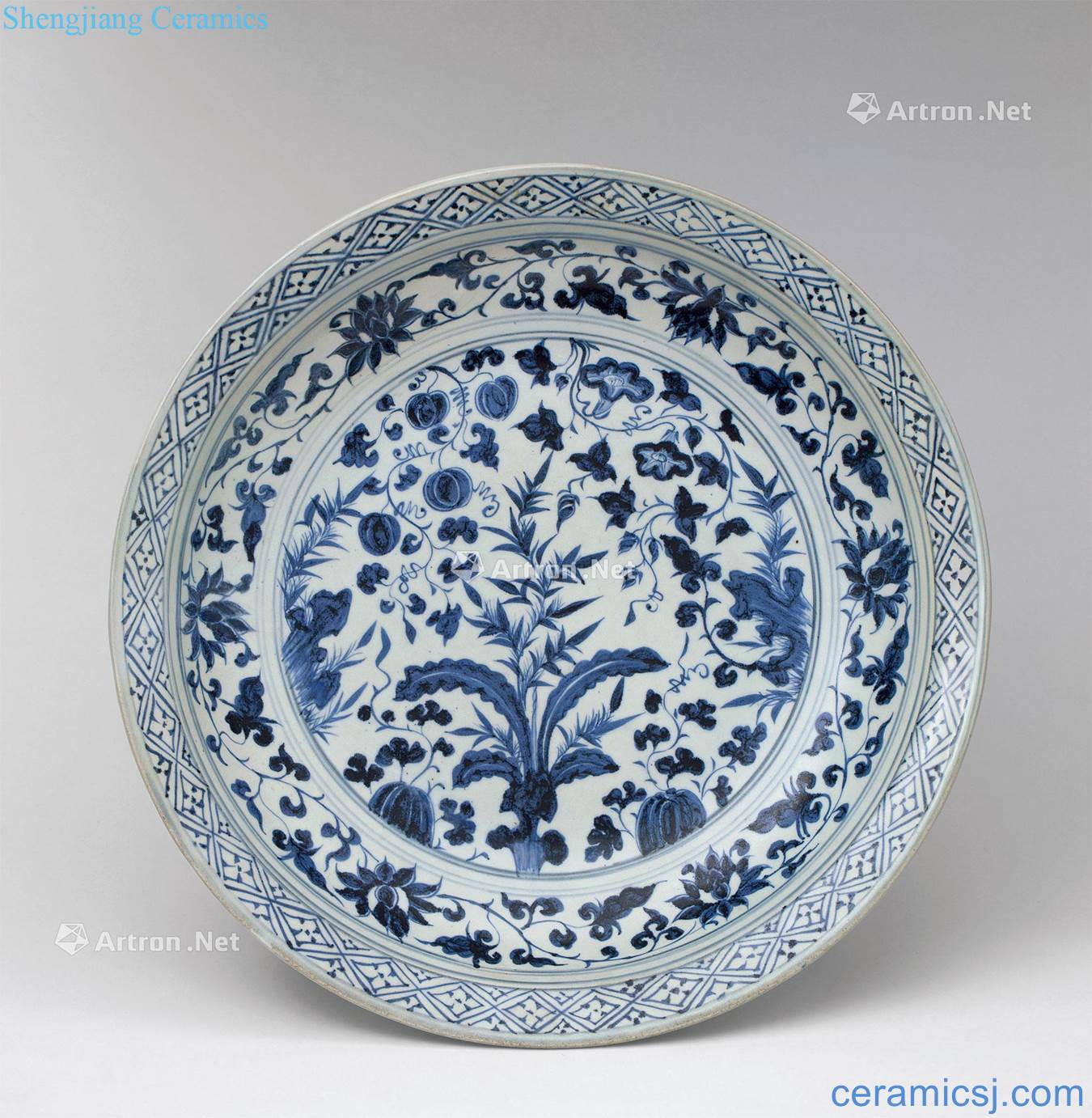 yuan Blue and white in melon and fruit grain market