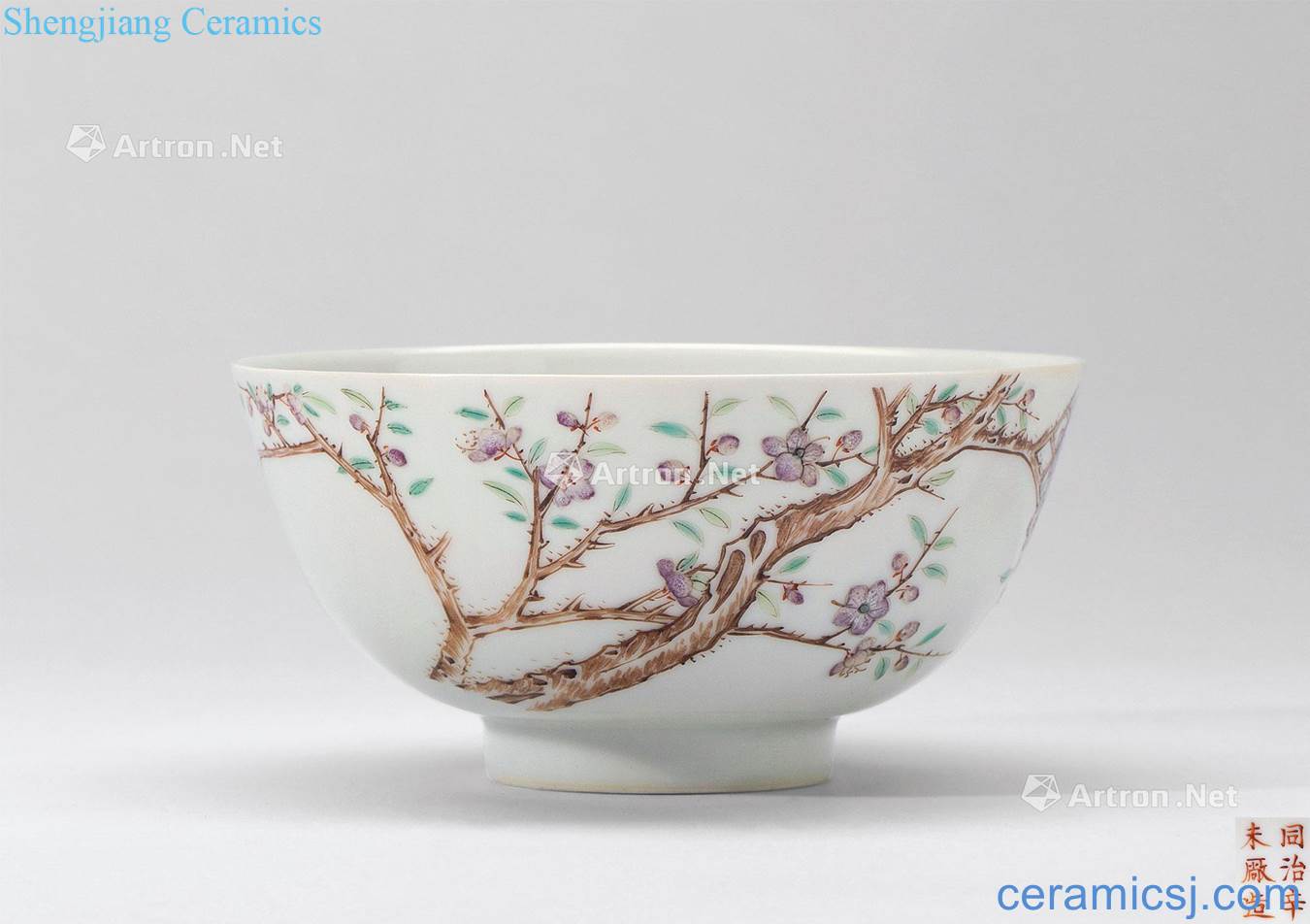 Dajing pastel branch plum blossom green-splashed bowls