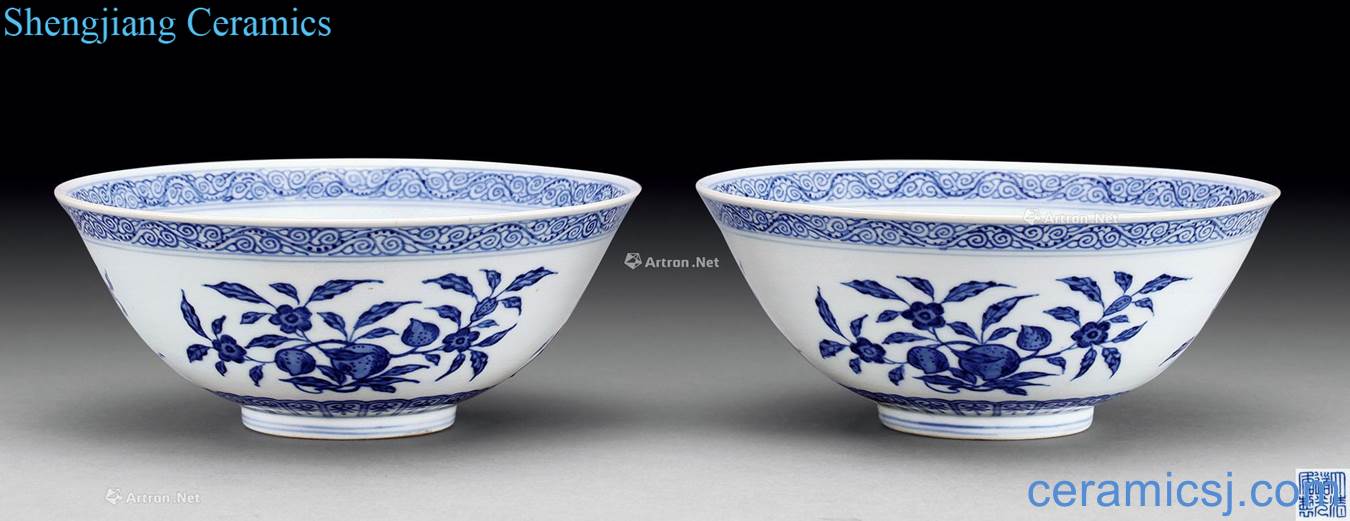 Qing daoguang Blue and white three fruit bowl (2)