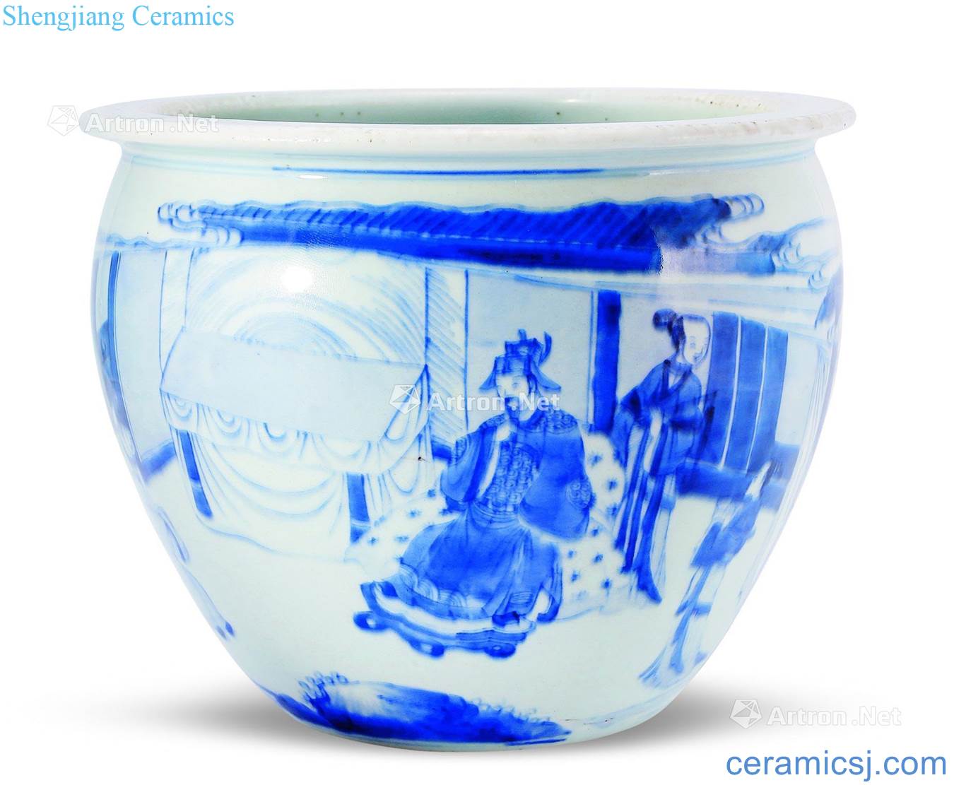 The qing emperor kangxi Blue and white dusty SanXia cylinder
