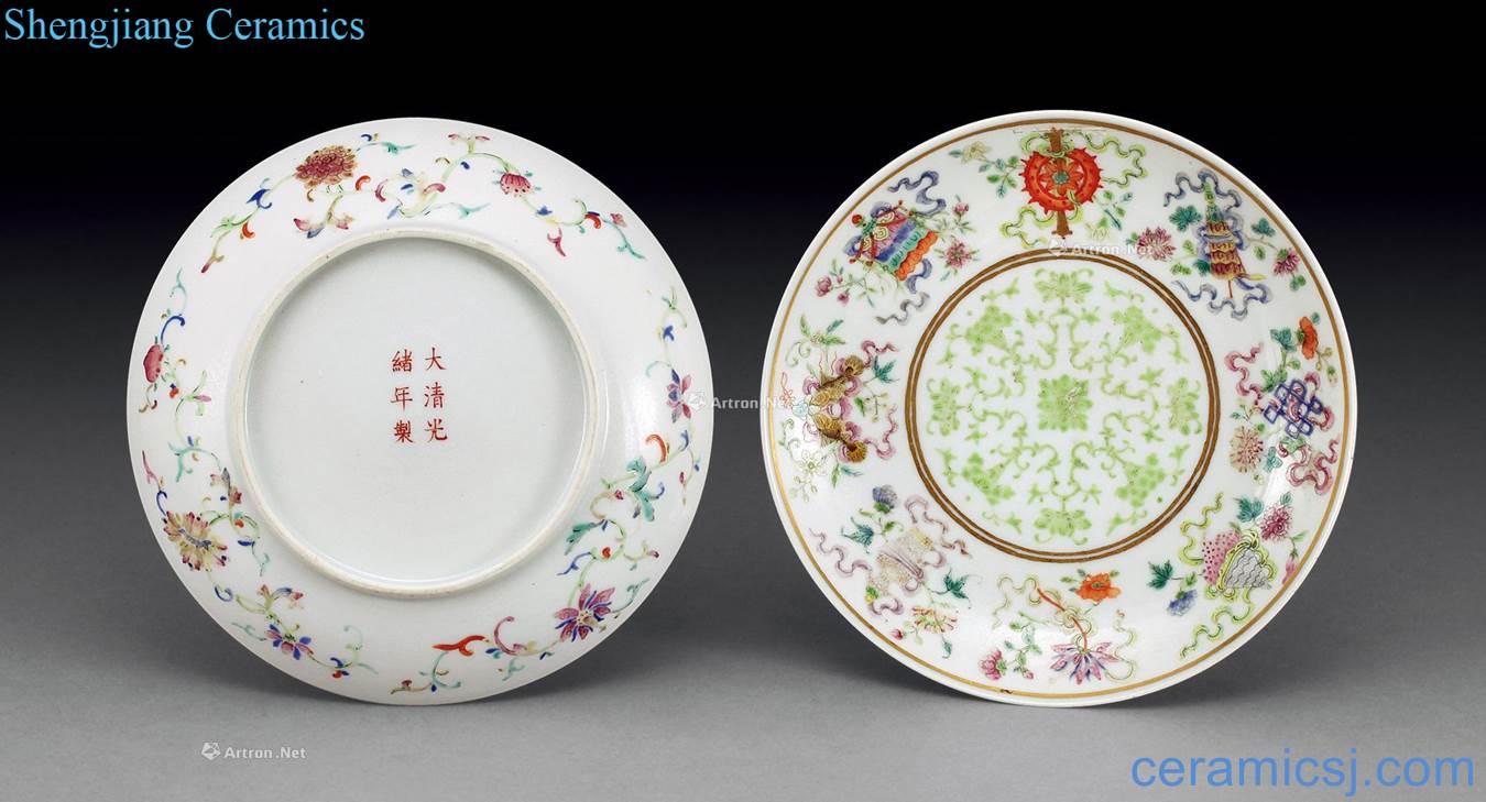 Qing guangxu pastel paint eight auspicious plate (2)