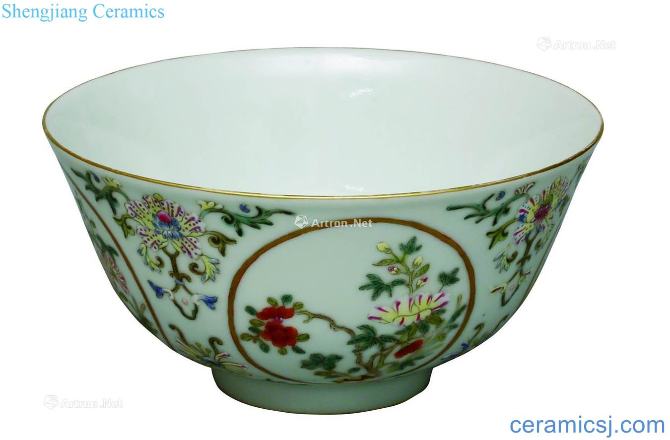 Clear pastel medallion bowl of flowers