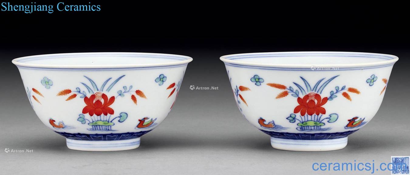 Qing daoguang bucket color lotus pond yuanyang bowl (2)