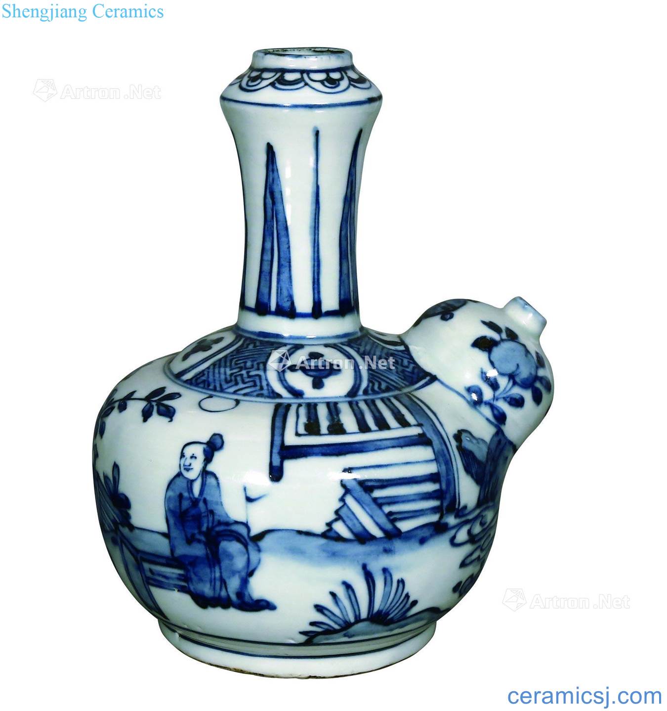 Ming wanli Blue and white Gao Shijun hold