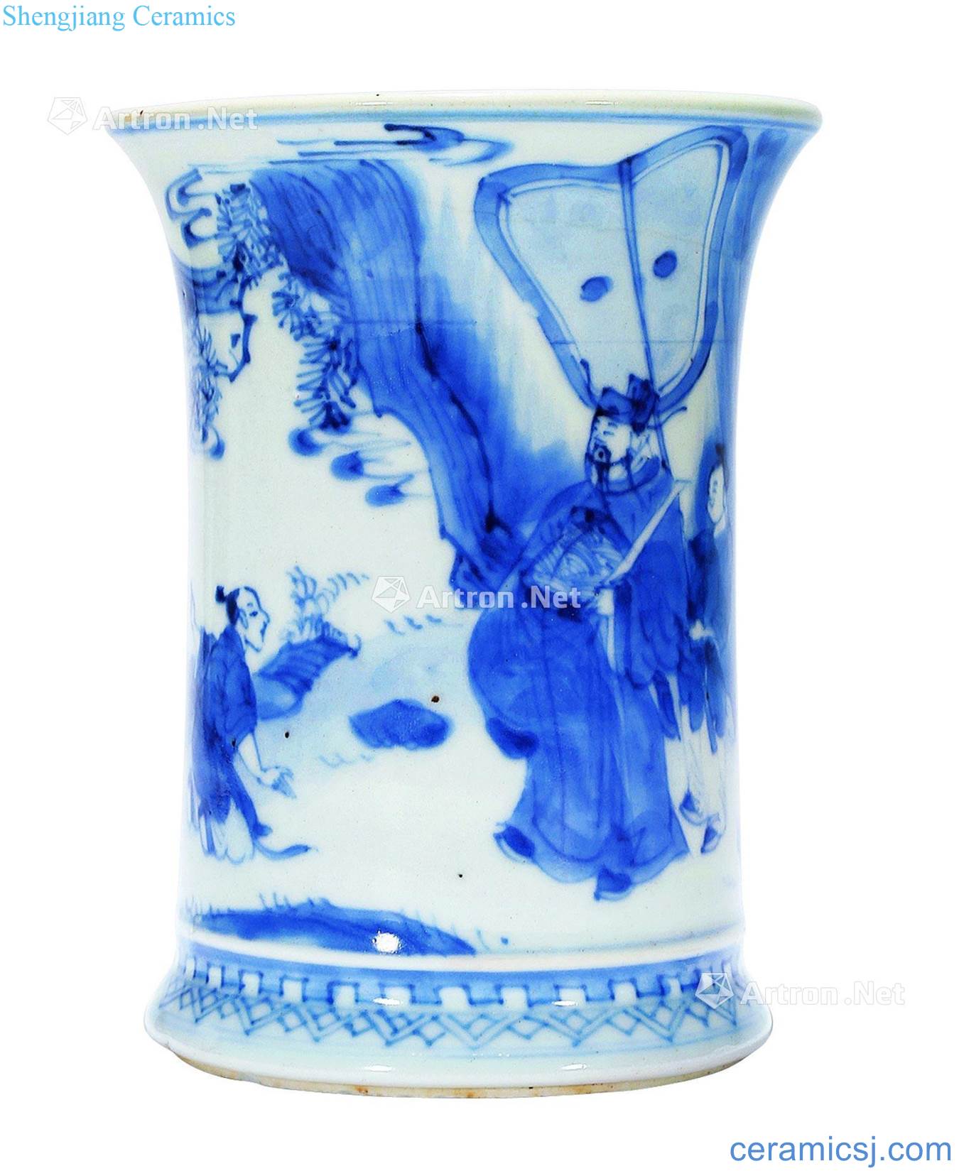 The qing emperor kangxi Blue and white up promotion pen container