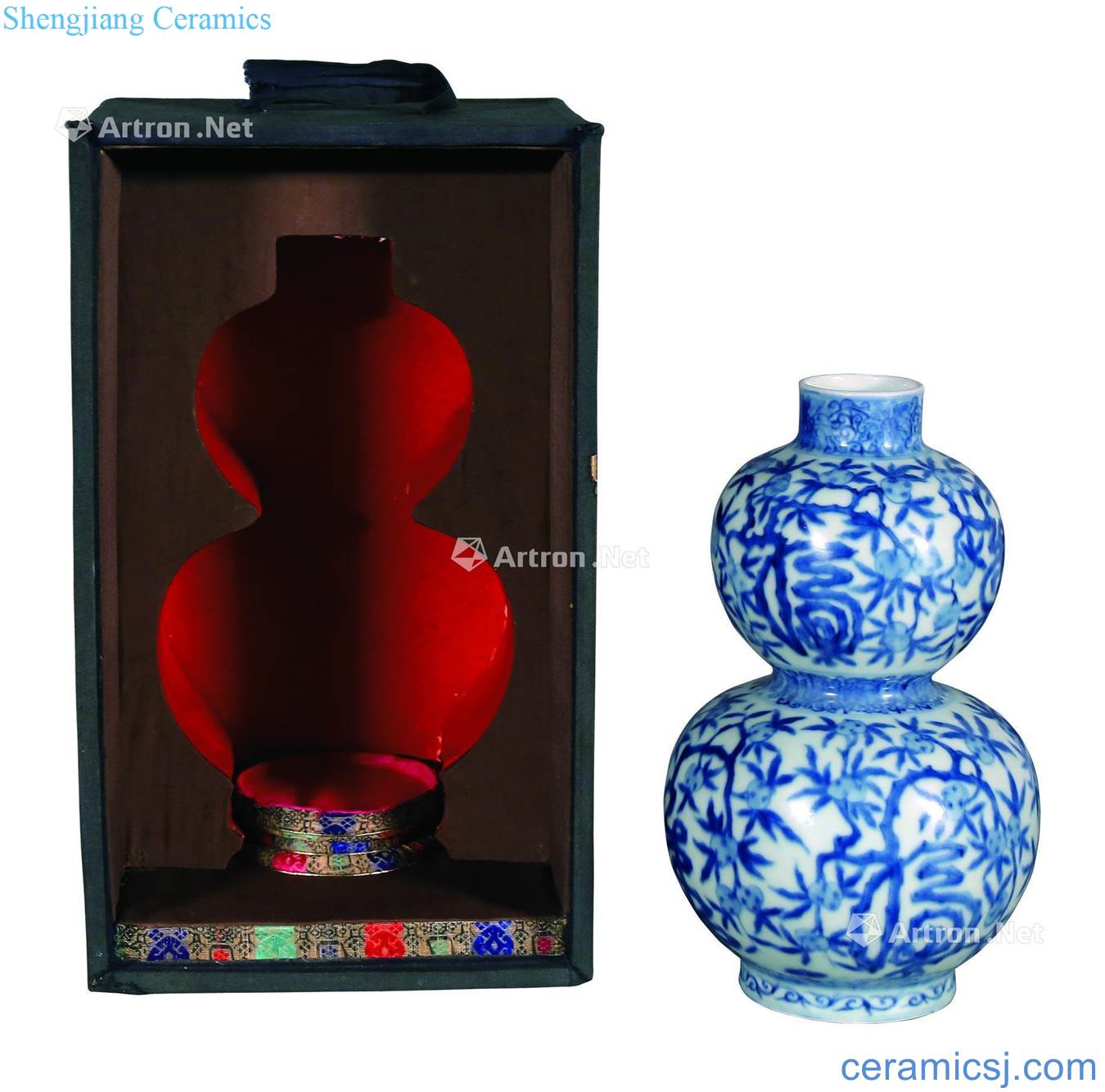 Ming wanli Blue and white life of word lines gourd bottle