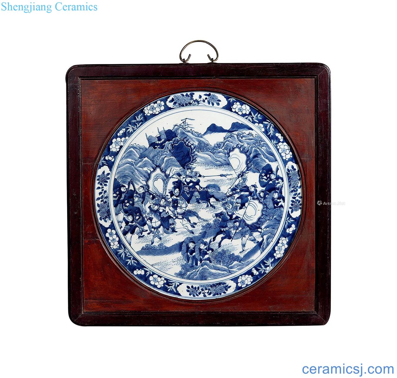 Stories of qing dynasty blue and white wall hanging