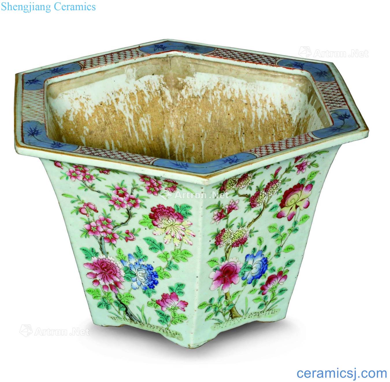 Clear pastel flowers grain hexagonal flower pot A pair of