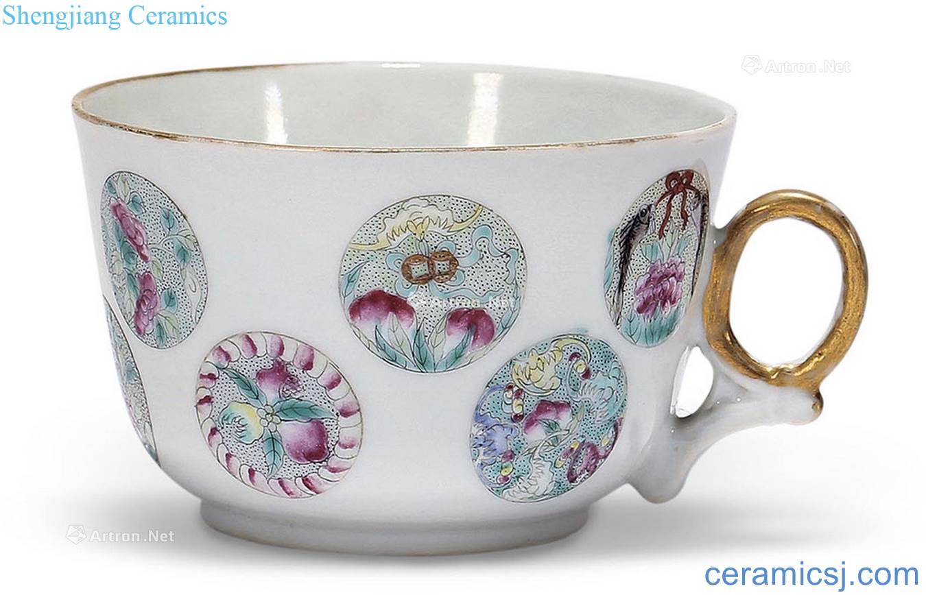 Pastel reign of qing emperor guangxu ball flower small cup