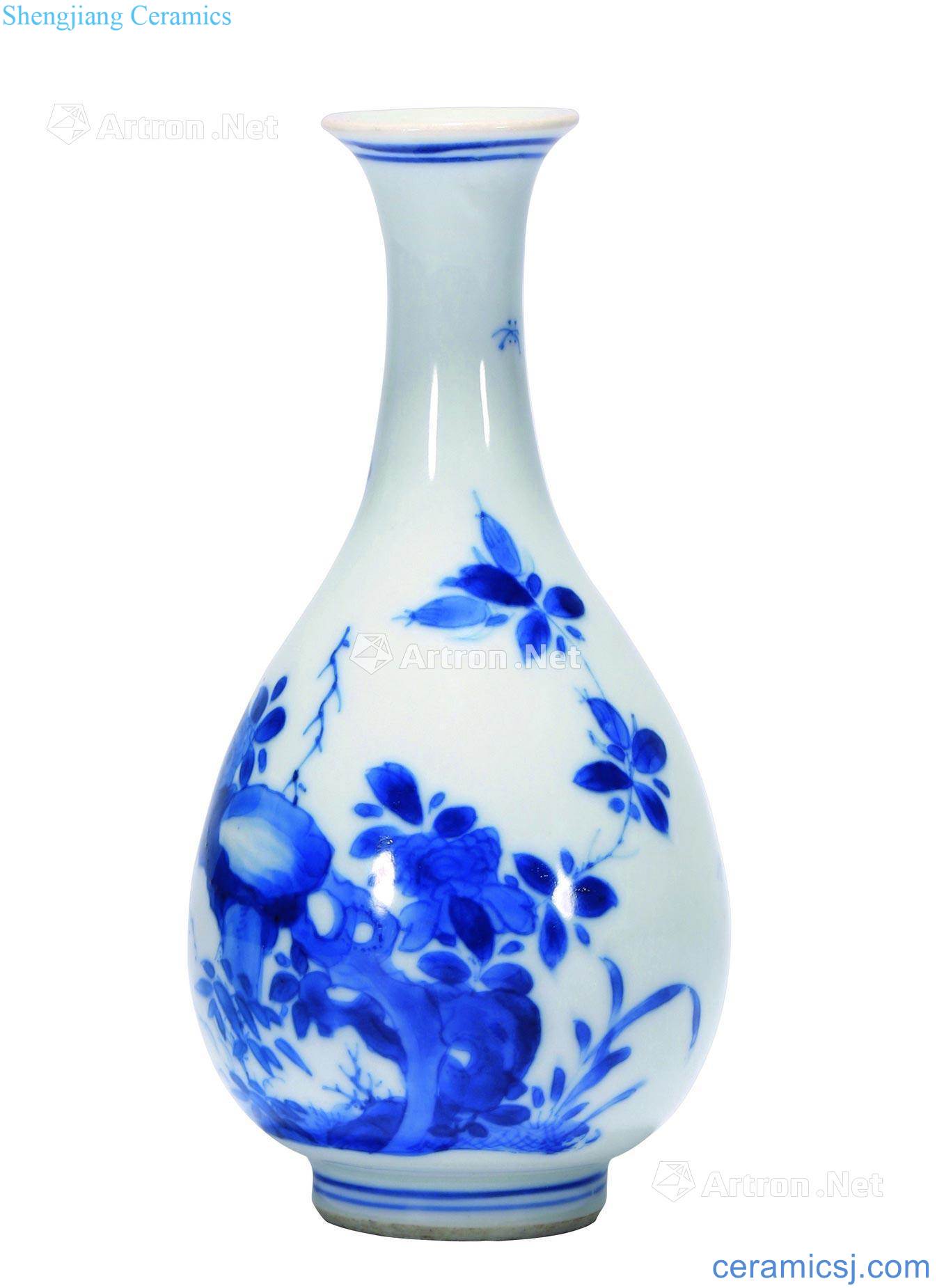 The qing emperor kangxi Blue and white flower butterfly tattoo okho spring bottle