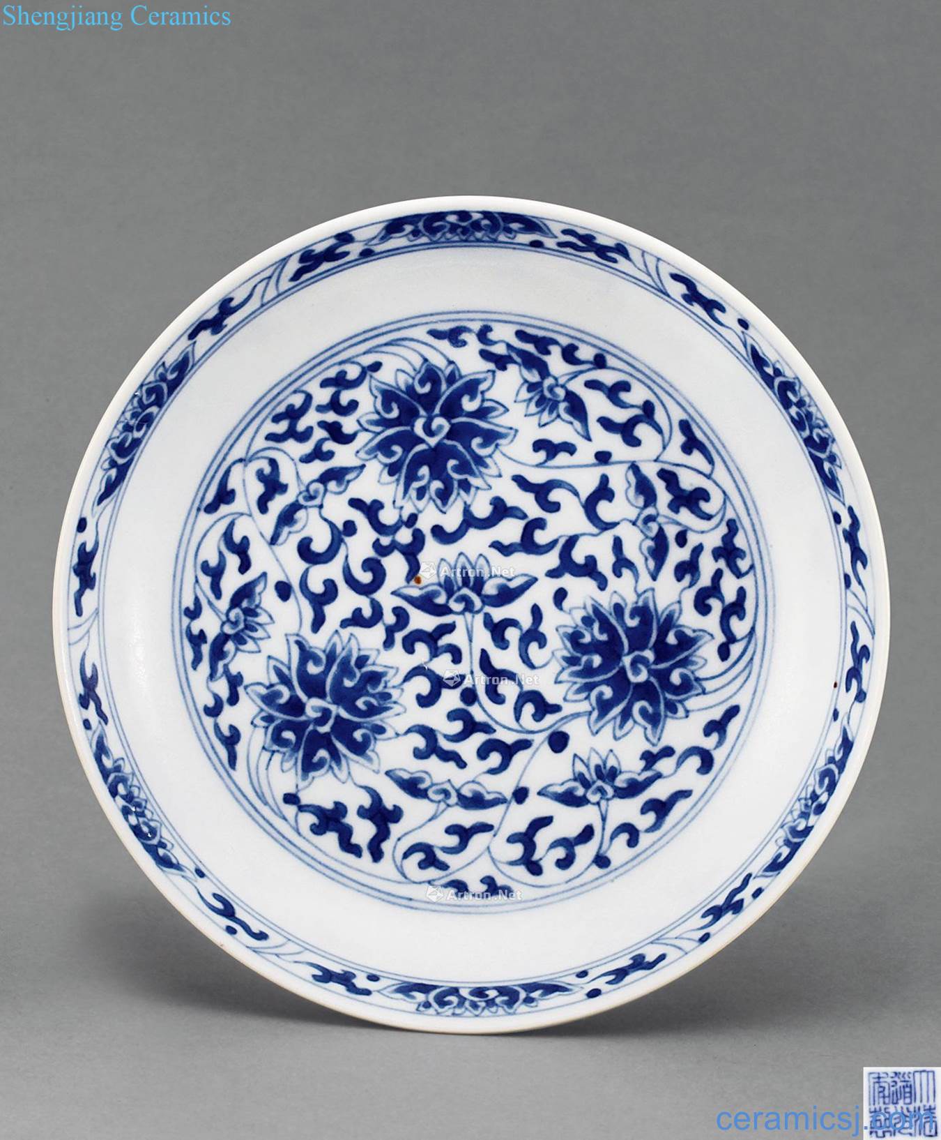 Qing daoguang Blue and white flower disc around branches