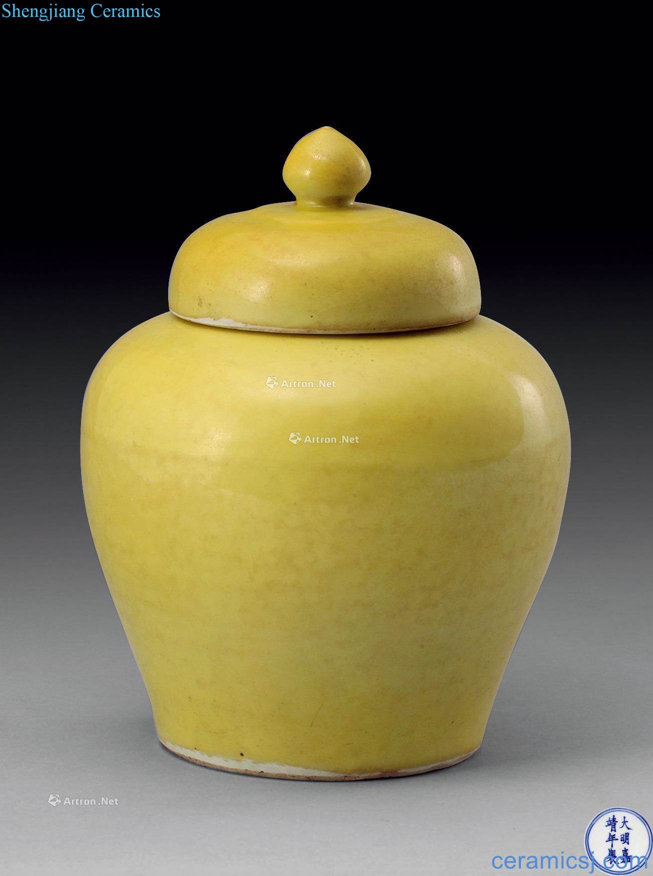 Ming jiajing yellow glaze cover tank