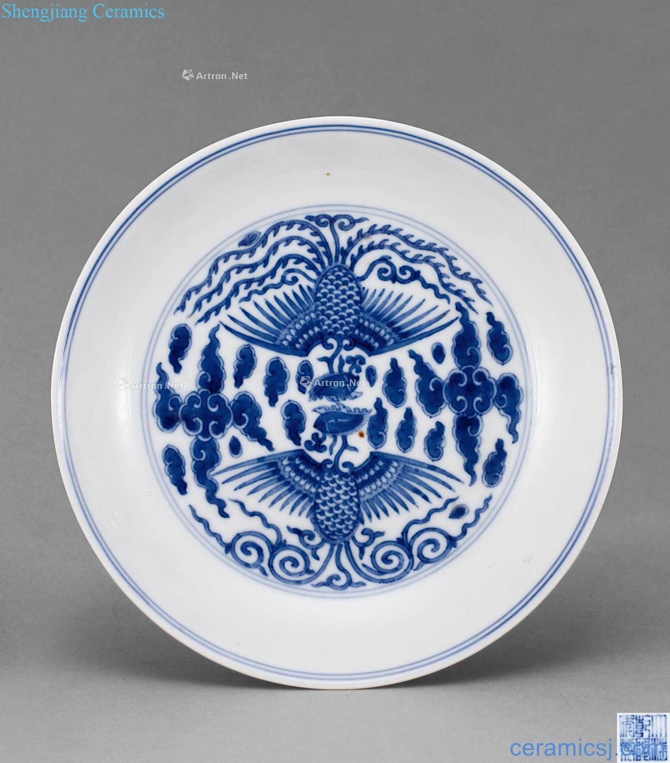 Qing qianlong Blue and white YunFeng tray