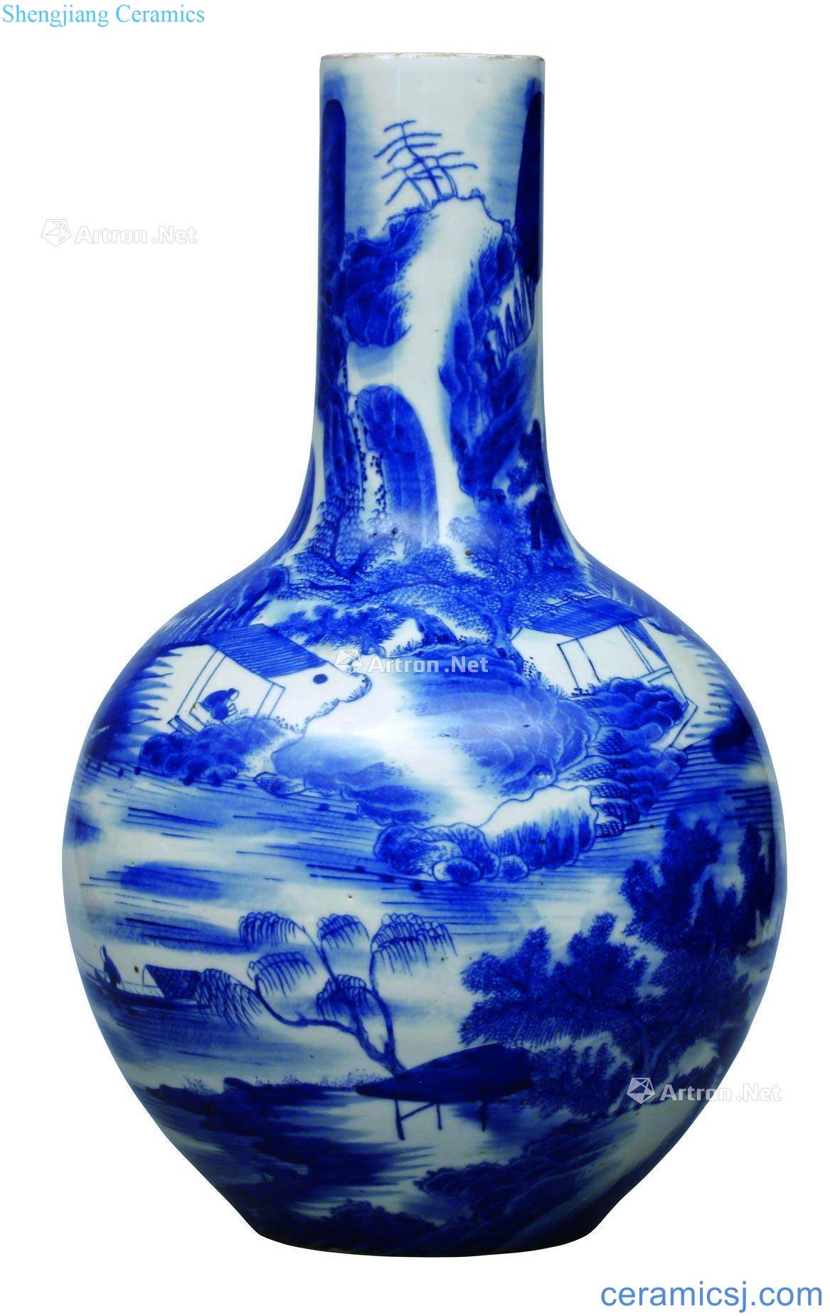 qing Blue and white landscape pattern tree
