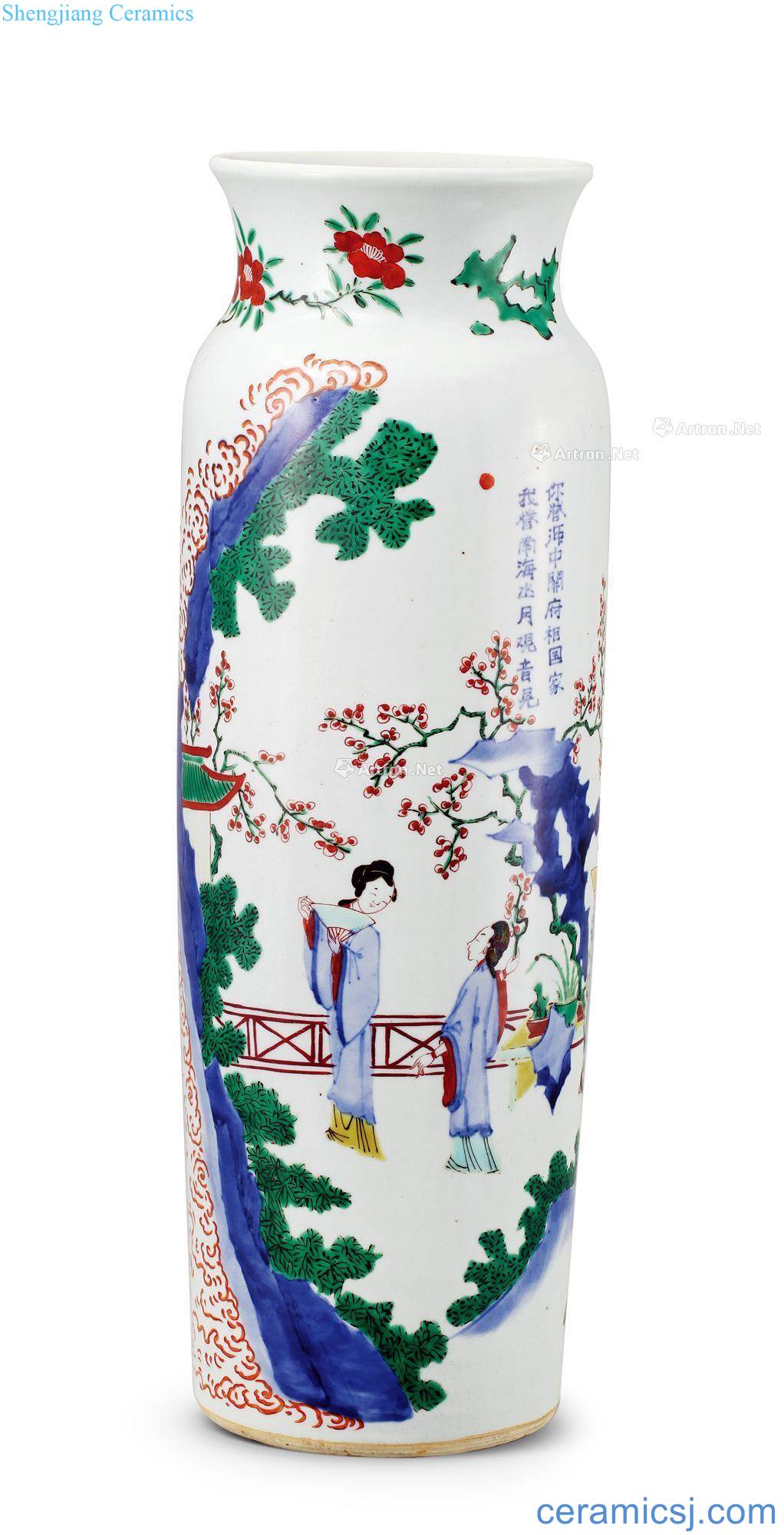 The qing emperor kangxi cylindrical bottle colourful characters story