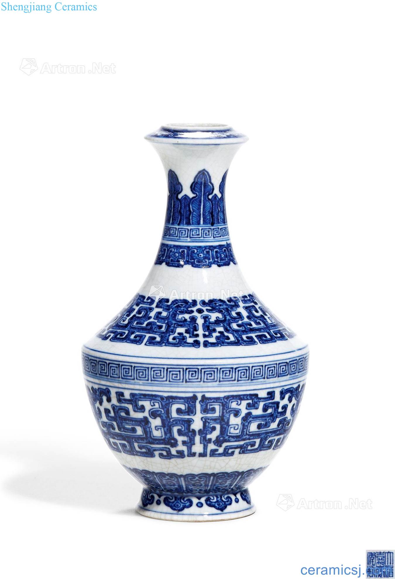 Qing jiaqing Blue and white real talent phoenix design bottles