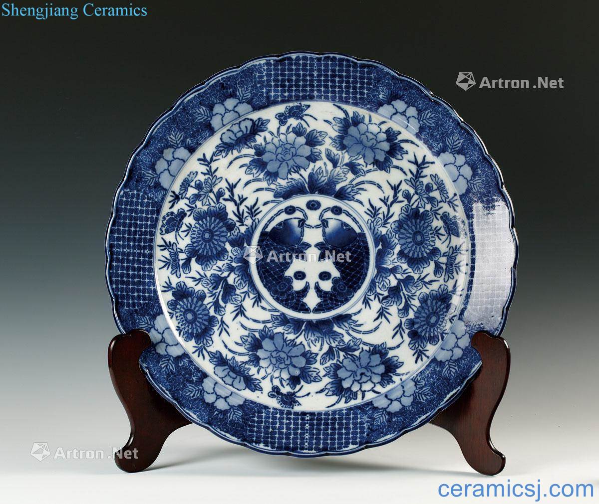 Anonymous qing Blue and white flower Pisces grain market