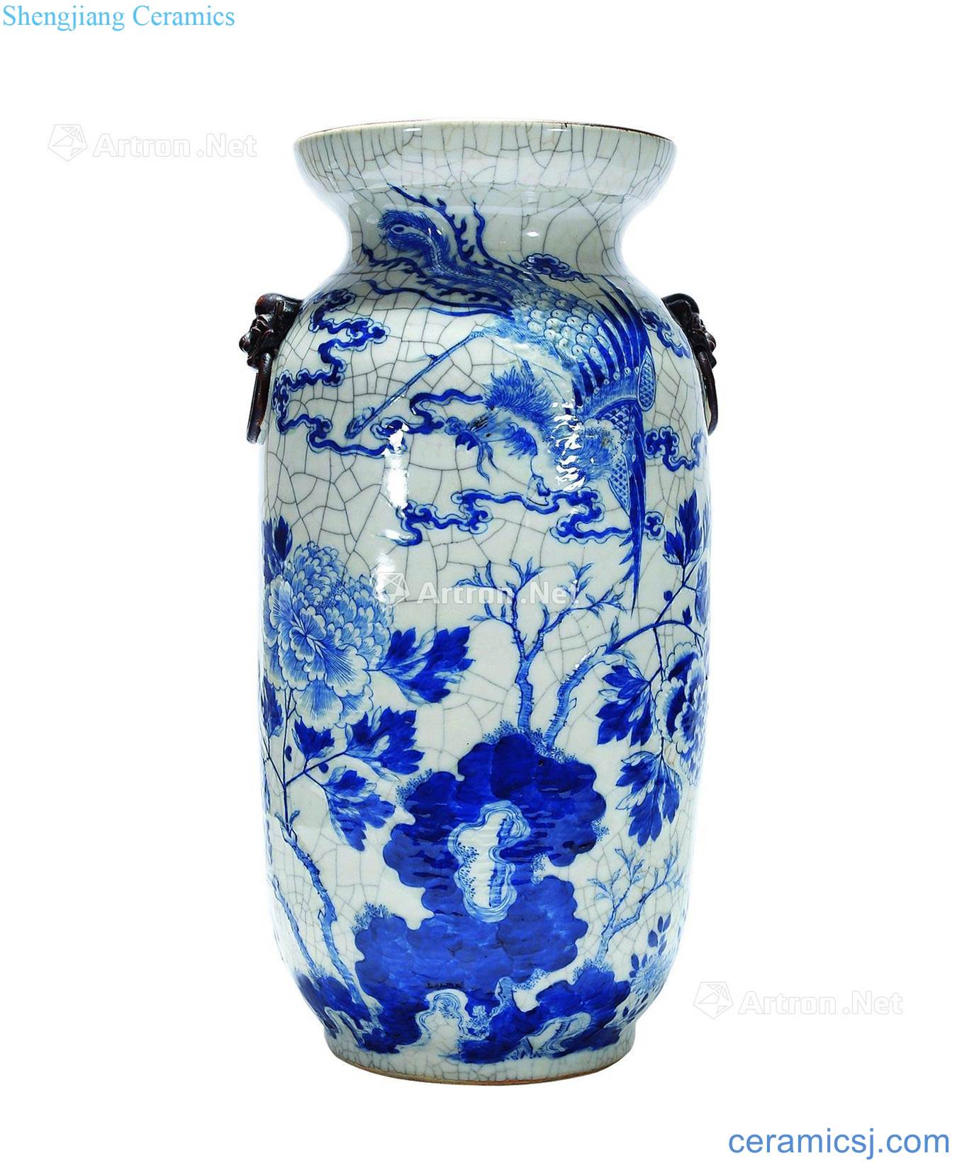 The elder brother of the qing glaze blue and white chicken wear peony grains lantern