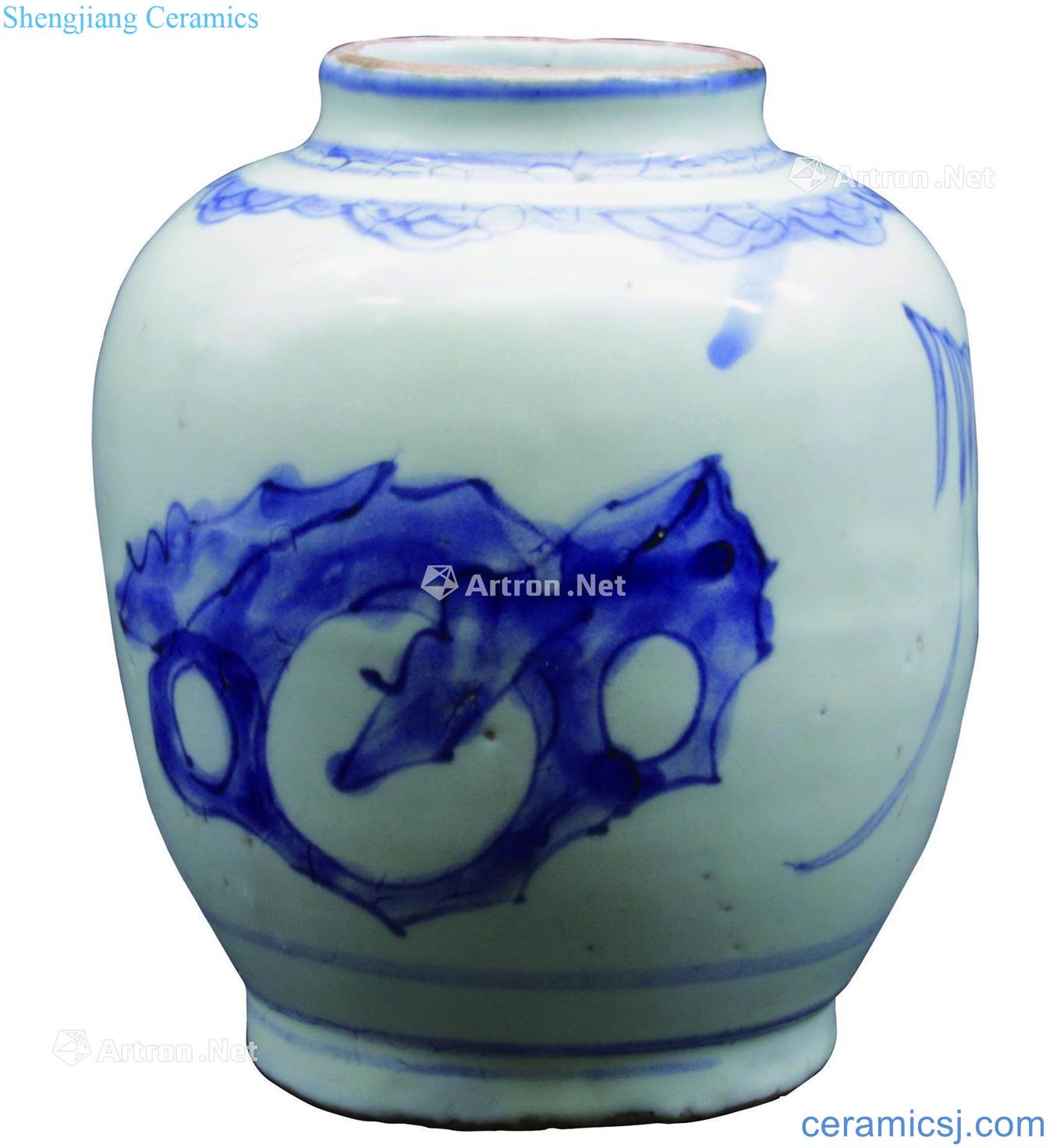 Qing shunzhi Blue and white ugly stone pot
