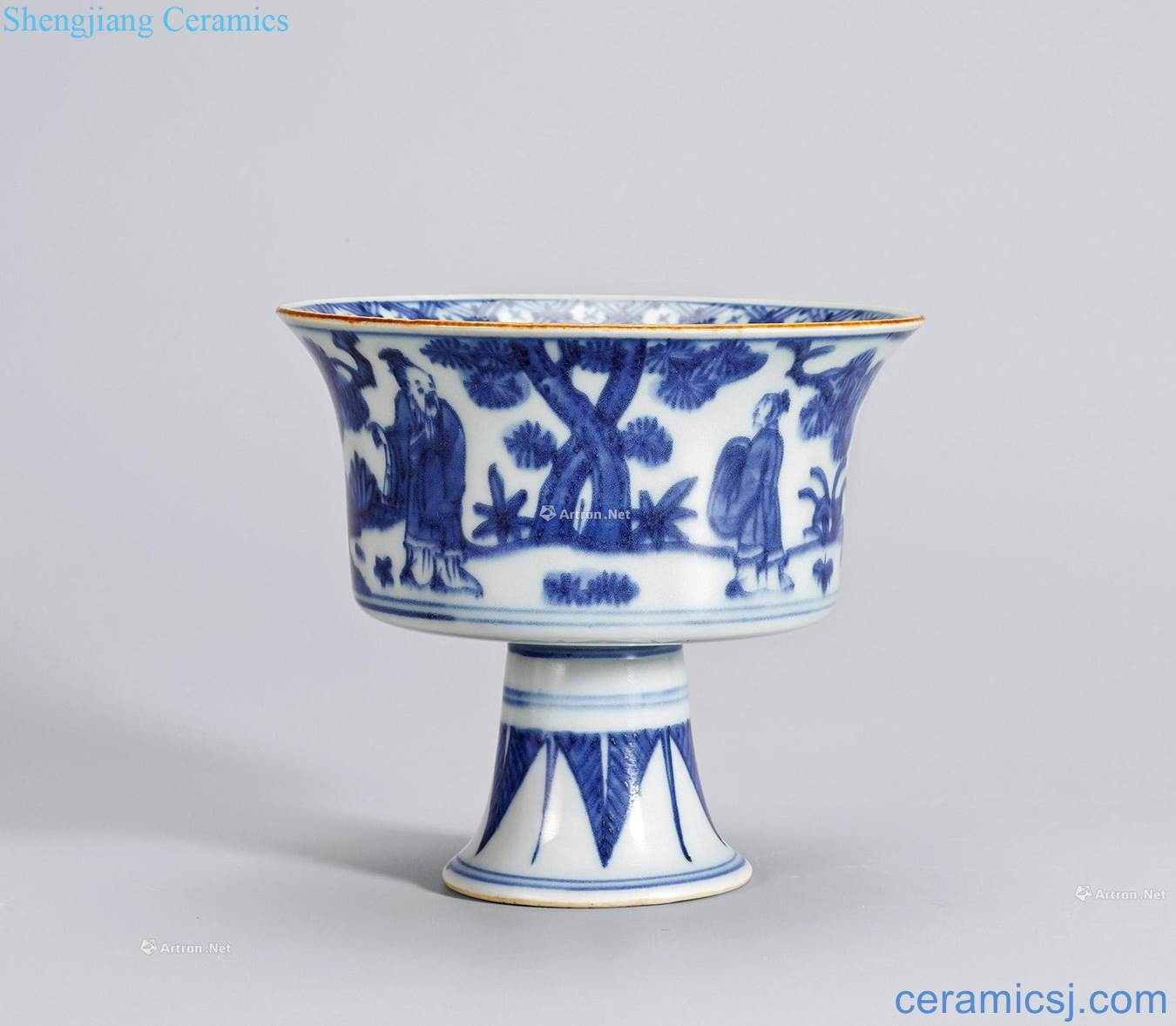 Ming jiajing Blue and white tall foot cup