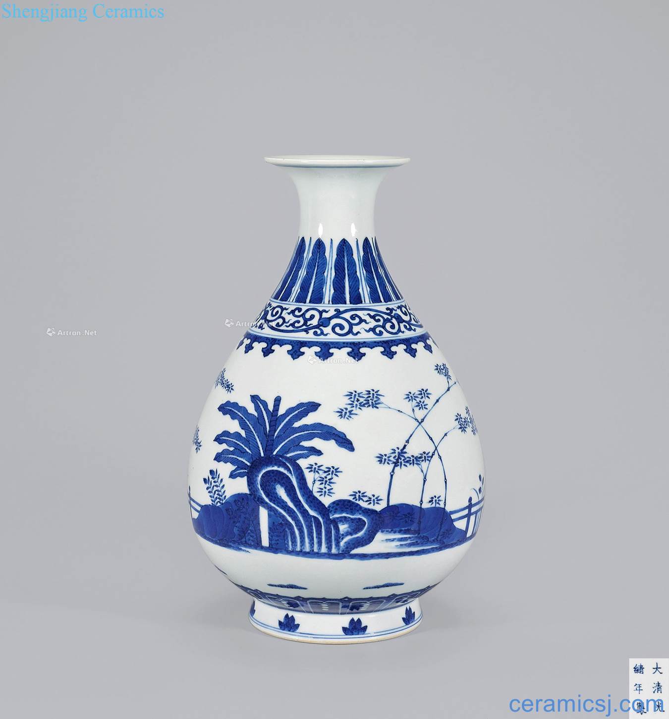 Qing guangxu Blue and white okho spring bottle