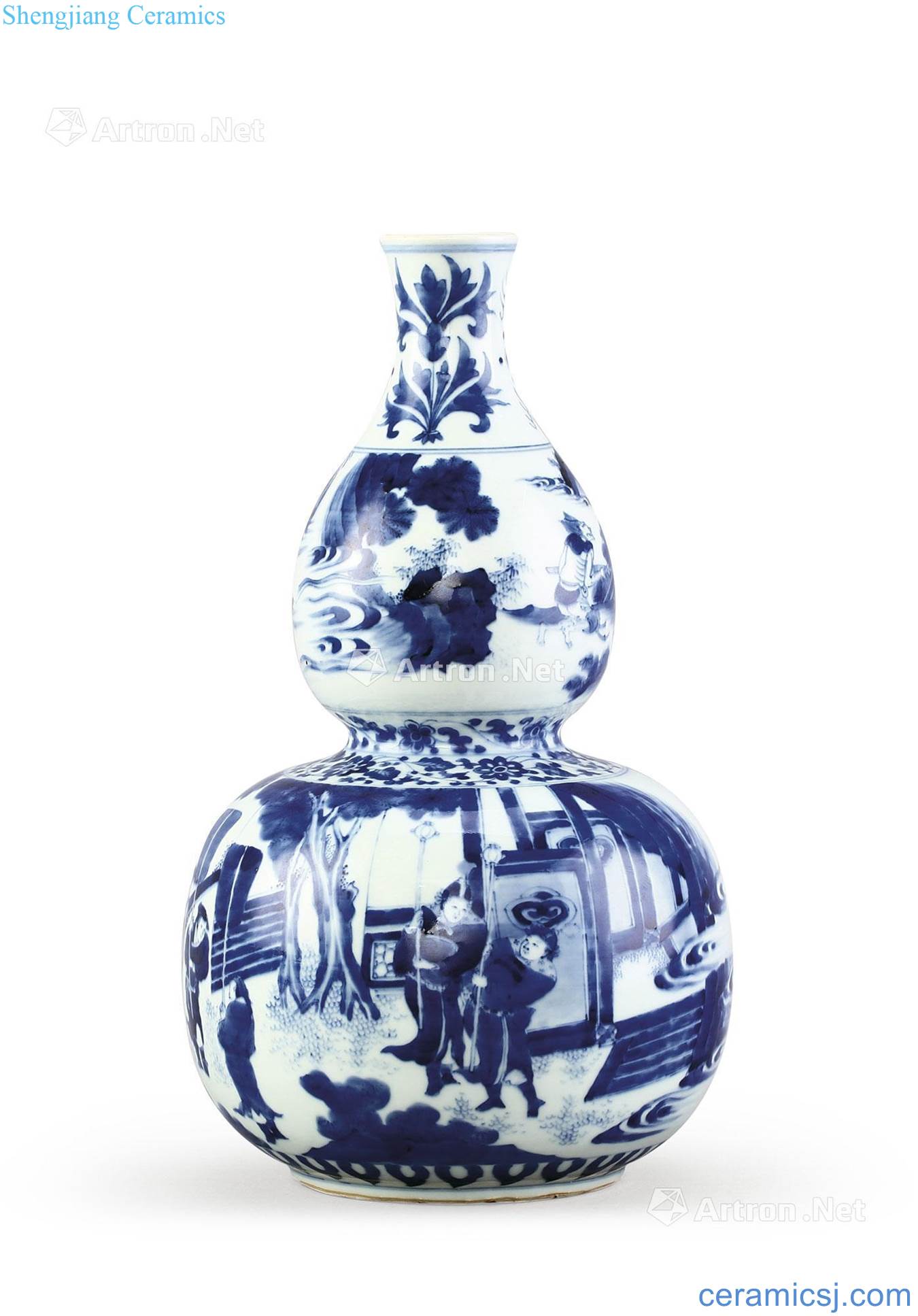 The late Ming dynasty Stories of blue and white gourd bottle