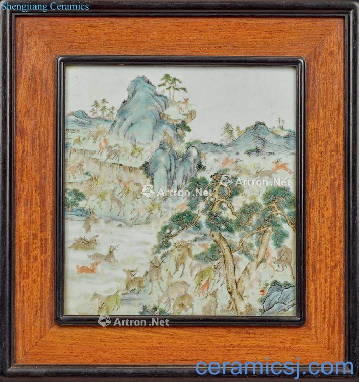 Qing 19th and 20th century pastel deer map screen